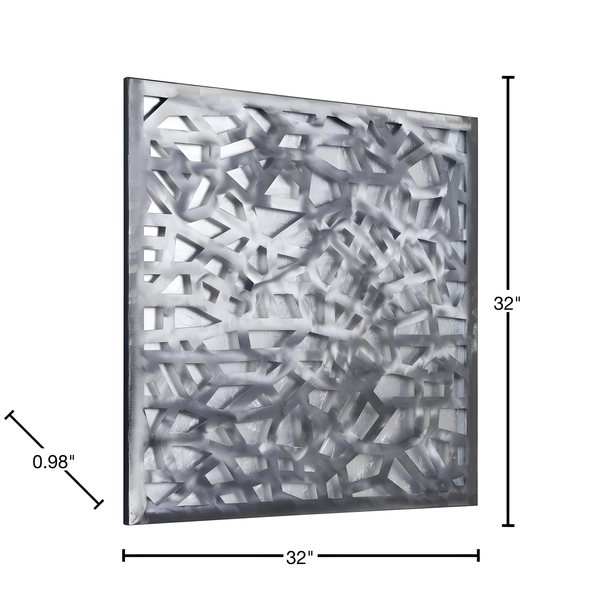 Empire Art Direct PSL-19309-3232 'Silver Enigma' Polished Steel Silver Leaf 3D Abstract Metal Wall Art