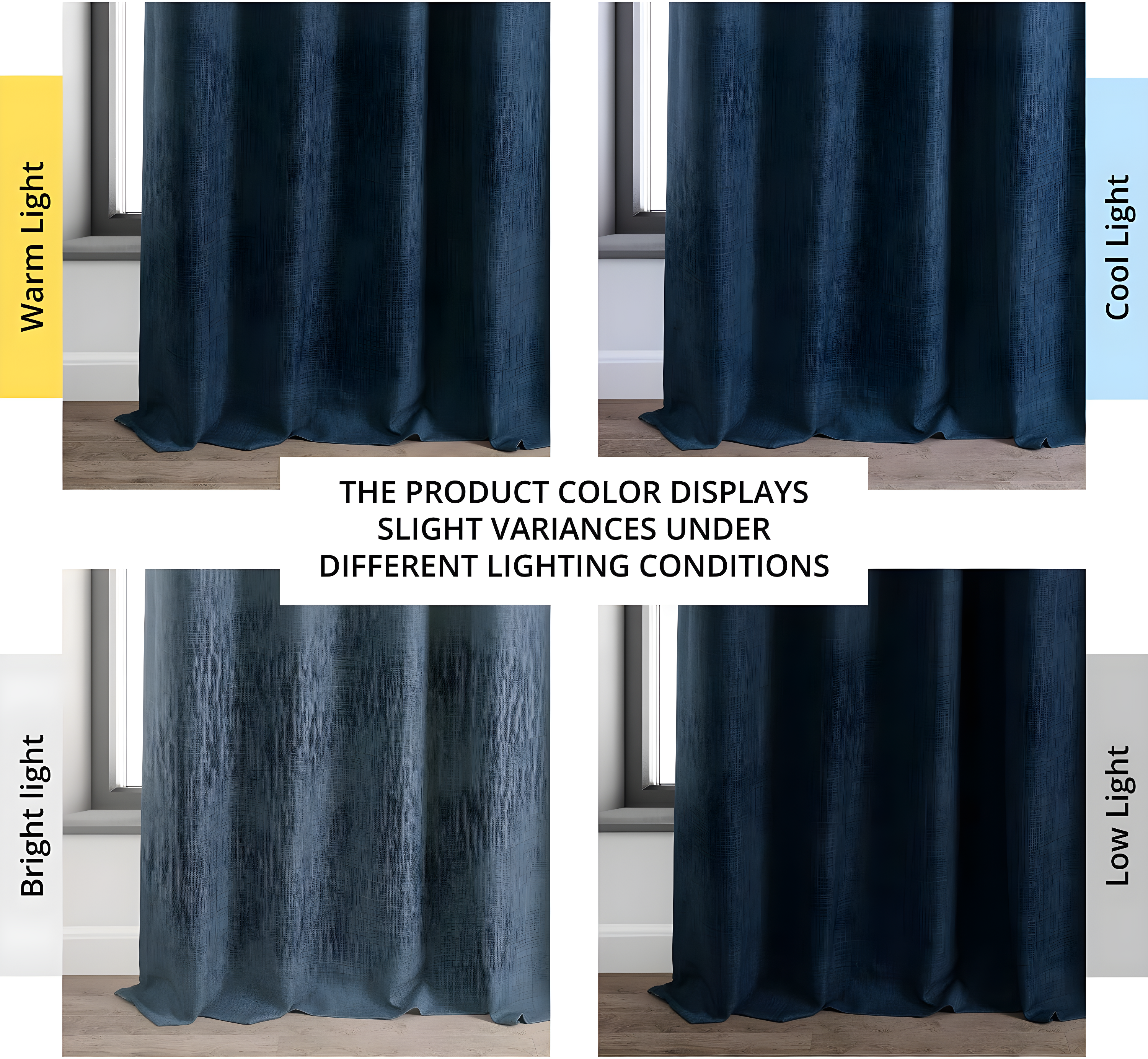 Signature Voyager Blue Faux Linen Blackout Curtain (1 Panel), Voyager Blue, 50W X 84L