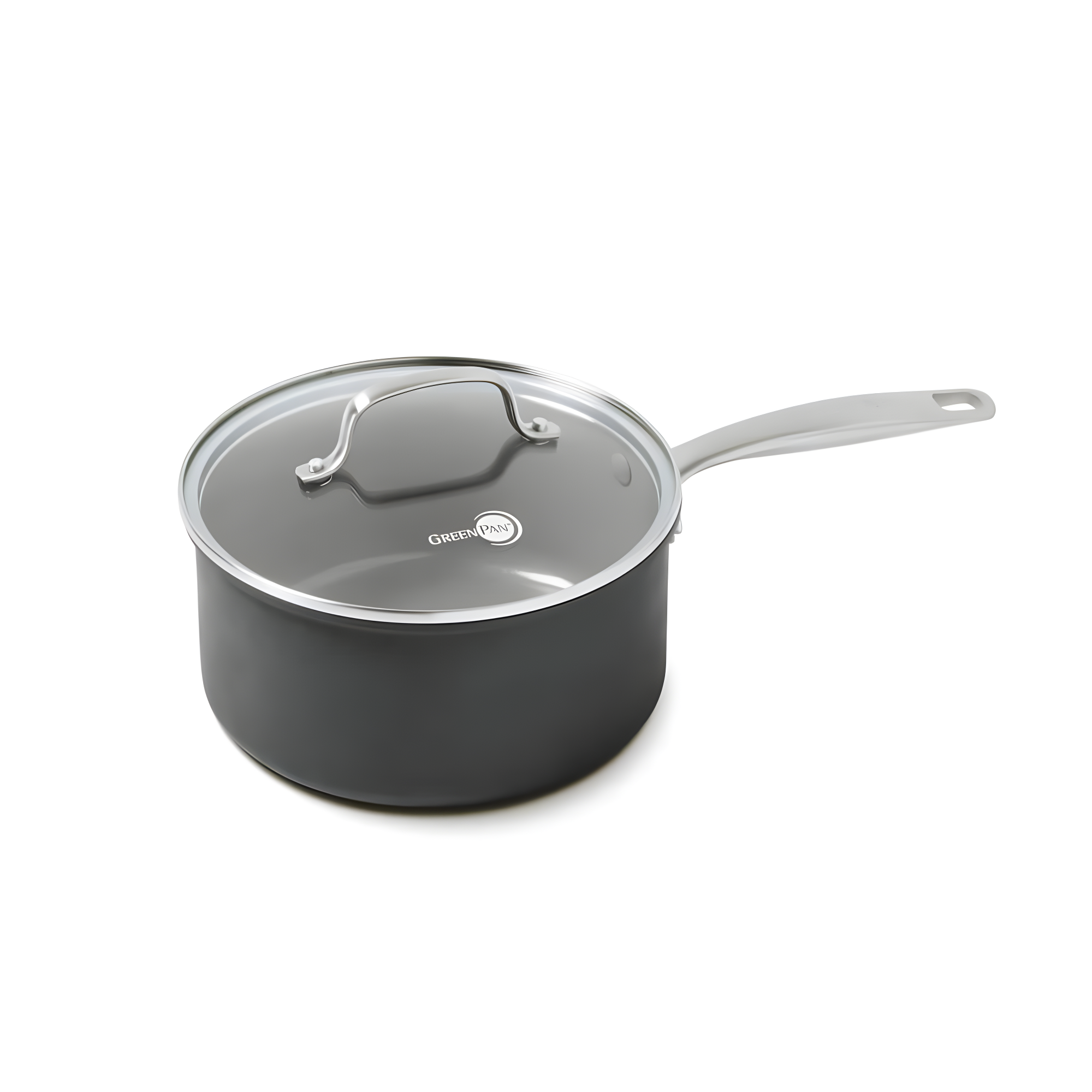 GreenPan GreenPan Chatham Healthy Ceramic Non-stick Covered Saucepan, 3 Quart, Gray