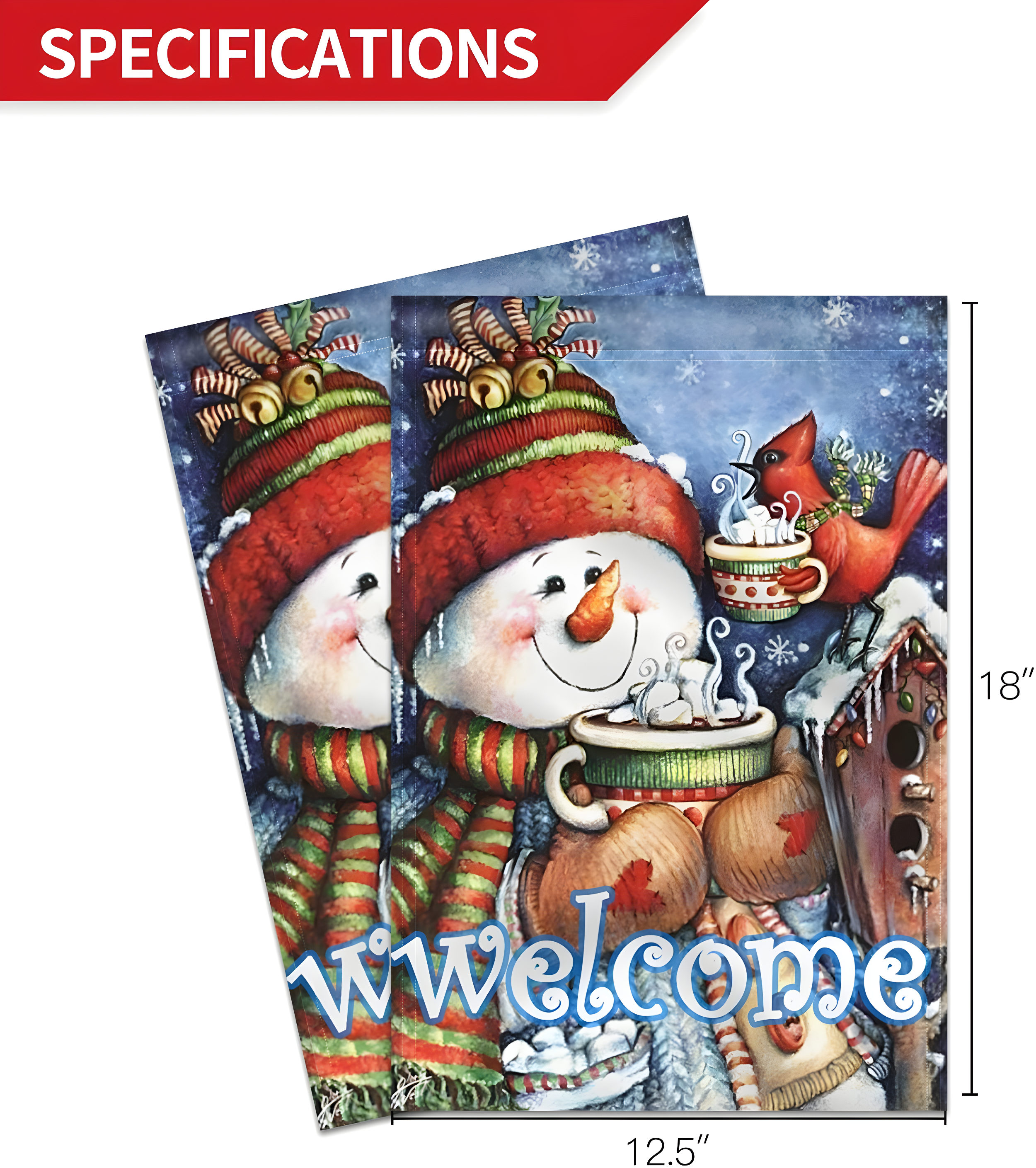 The Holiday Aisle® Alburnett PWelcome Winter Snowman Bird Snowflake Decorative Garden Flags 18 x 12.5 Inch