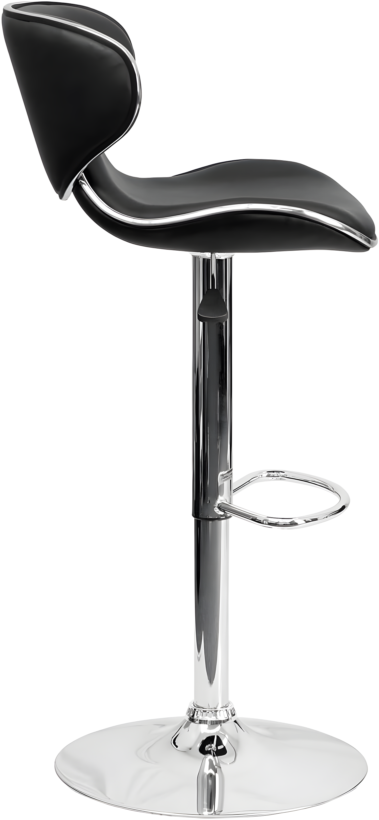Flash Furniture Contemporary Cozy Mid-Back Black Vinyl Adjustable Height Barstool with Chrome Base