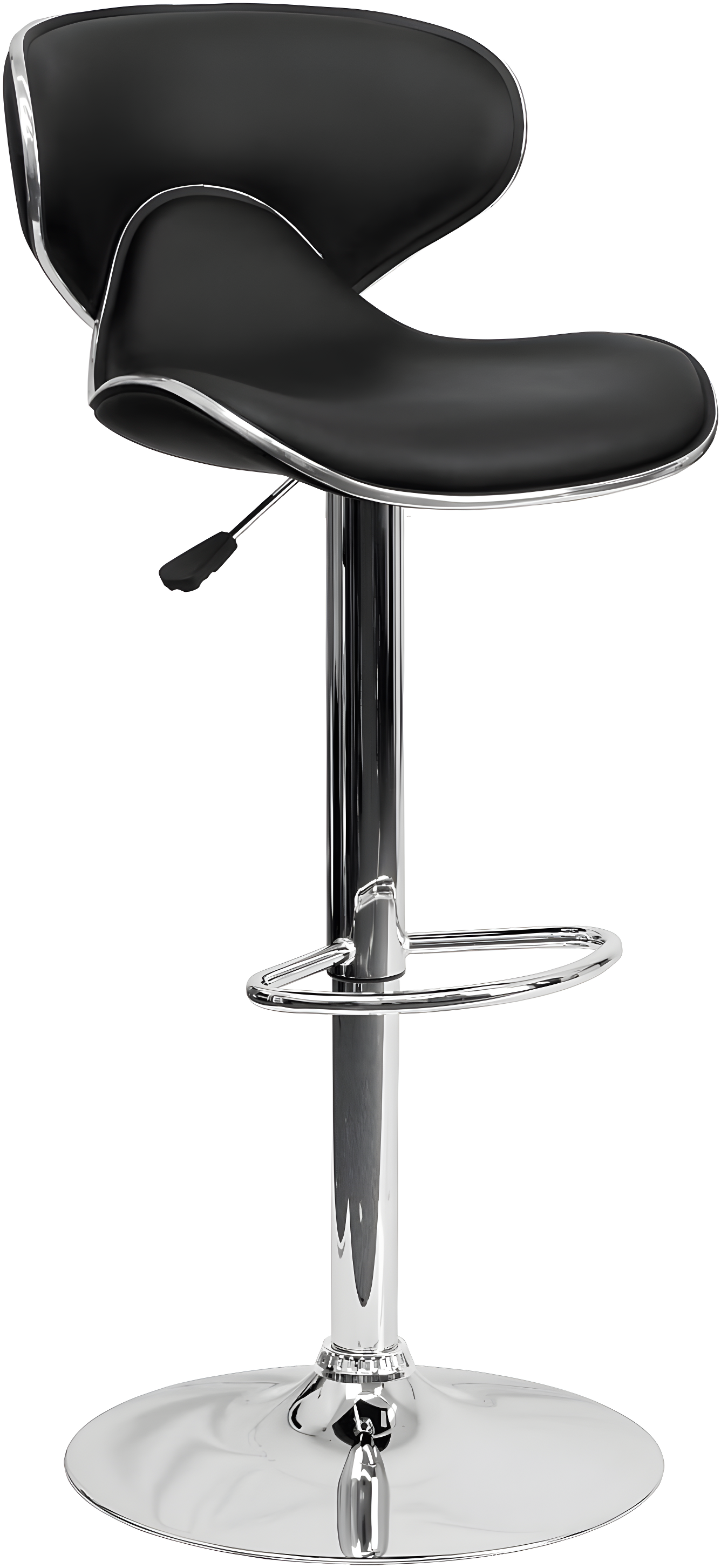 Flash Furniture Contemporary Cozy Mid-Back Black Vinyl Adjustable Height Barstool with Chrome Base