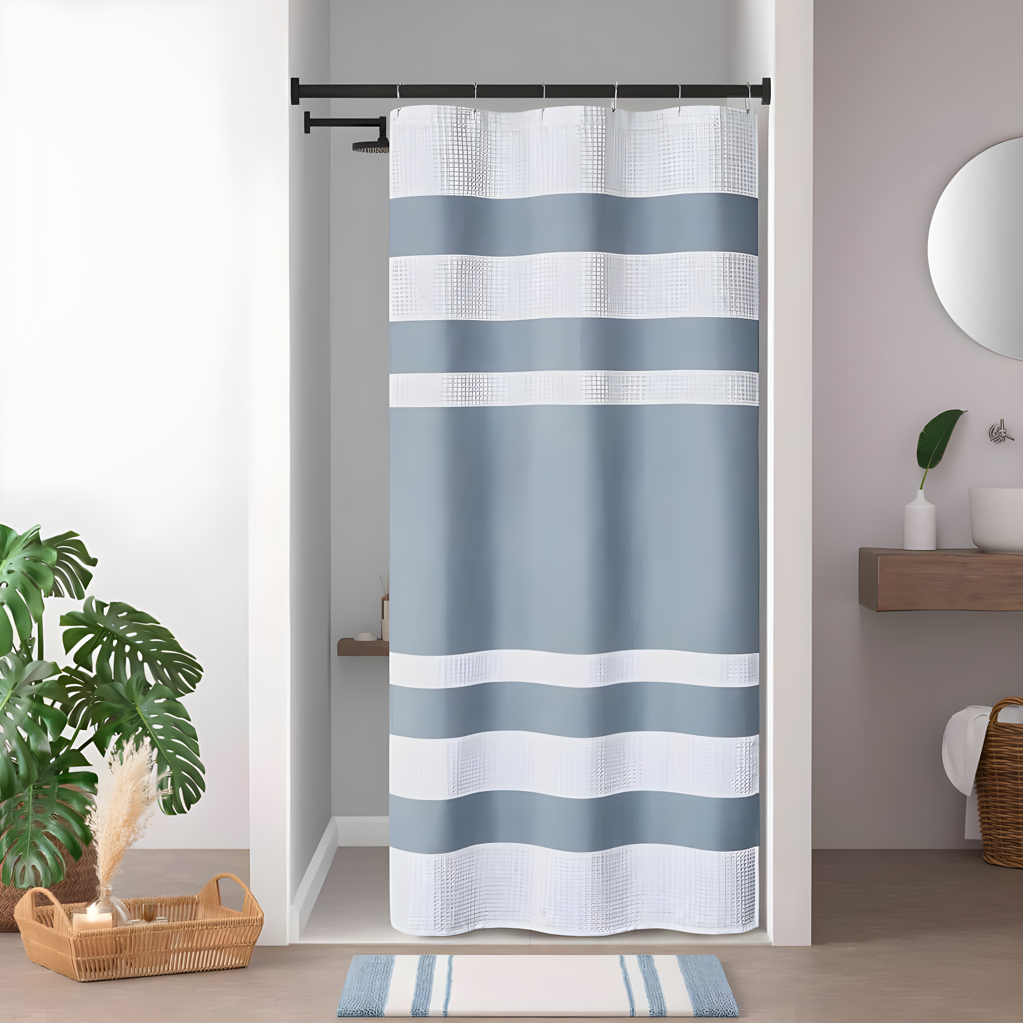 Striped Single Shower Curtain