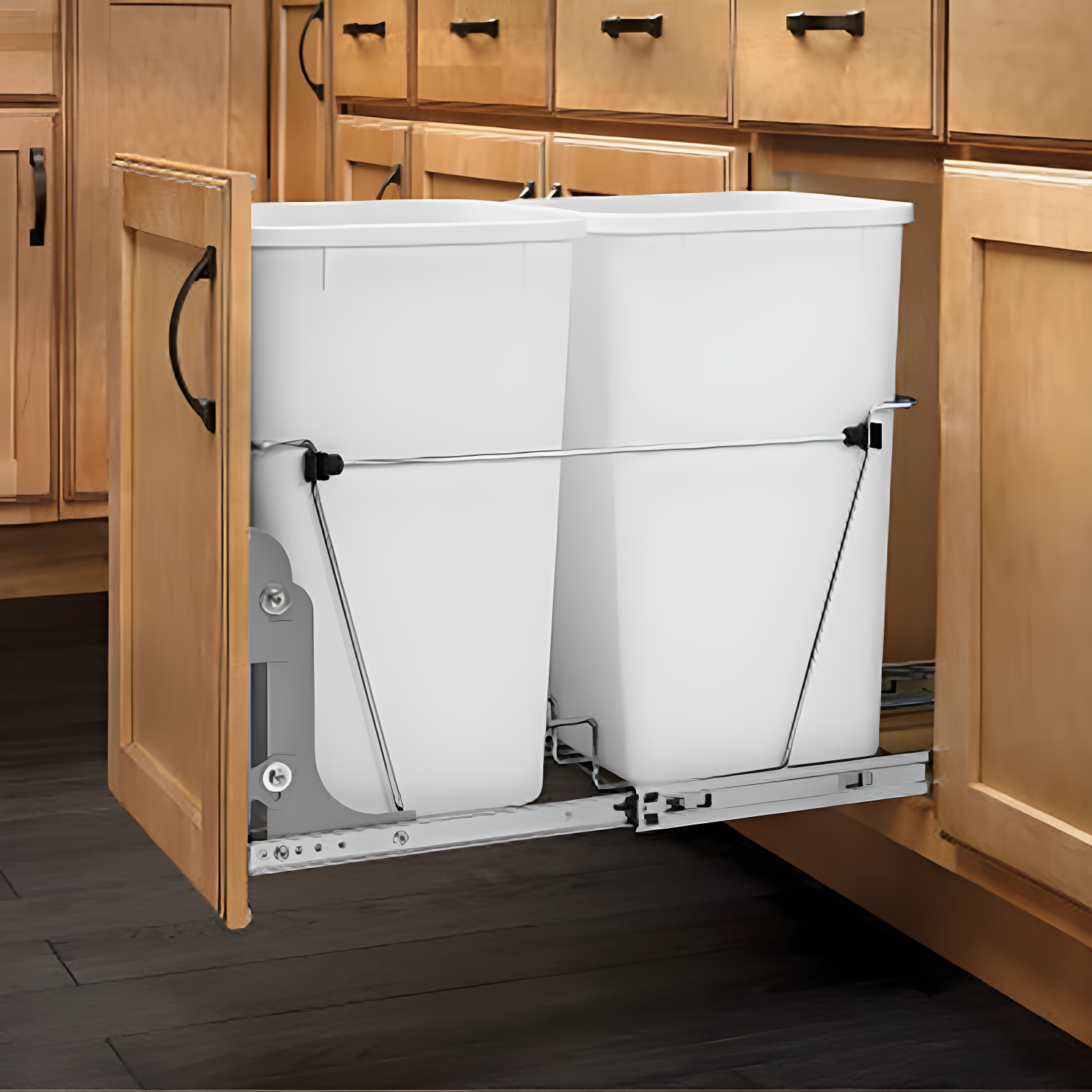 Rev-A-Shelf Double Sliding Pull-Out Waste Bin Containers