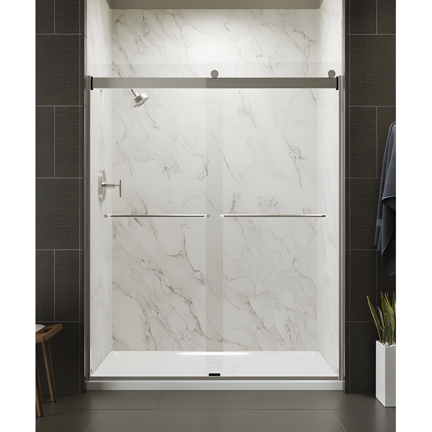 Levity 59.63" x 74" Bypass Shower Door with CleanCoat® Technology