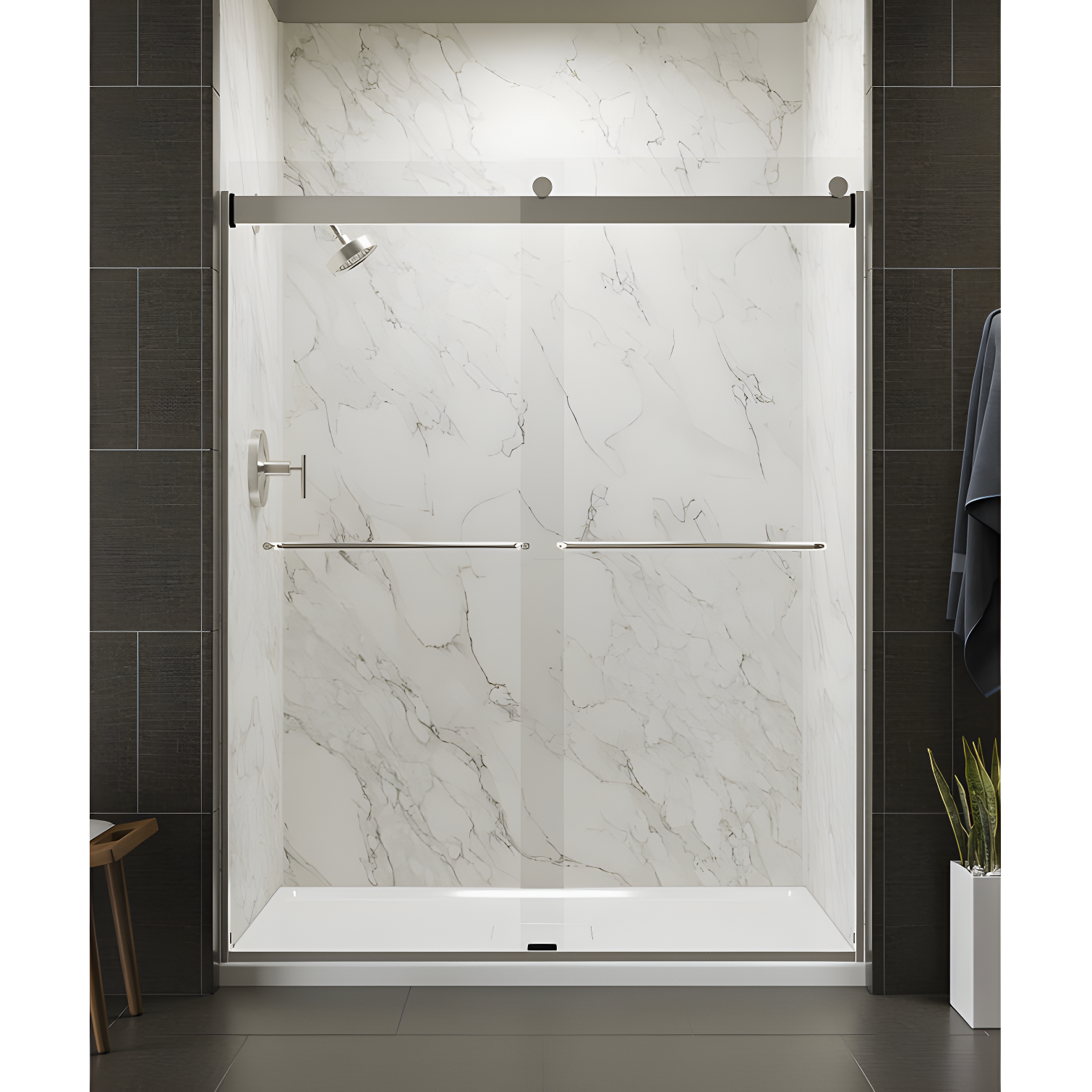 Levity 59.63" x 74" Bypass Shower Door with CleanCoat® Technology