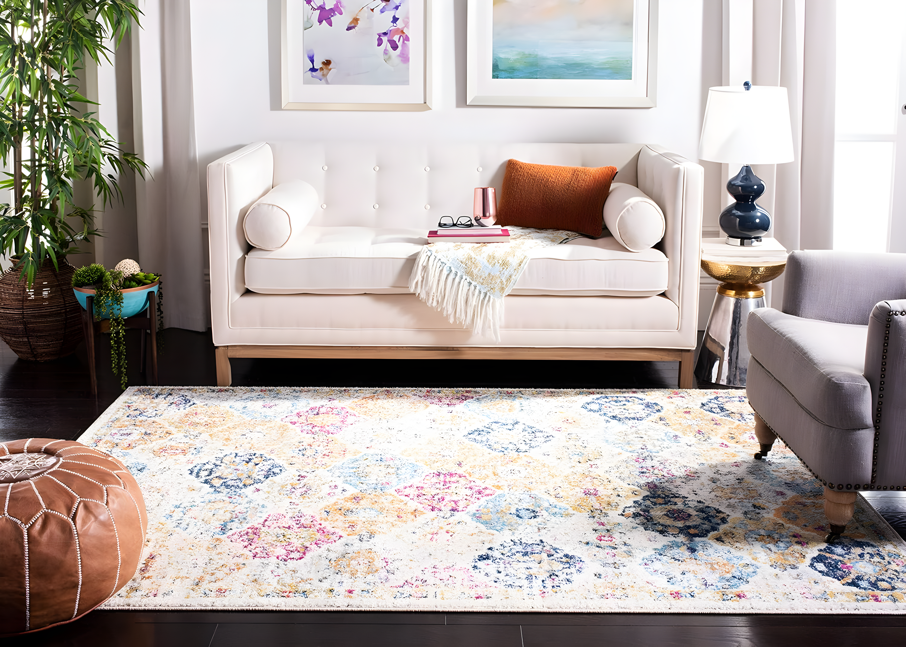 Madison MAD611 Power Loomed Indoor Area Rug - Cream/Multi - 9'x12' - Safavieh