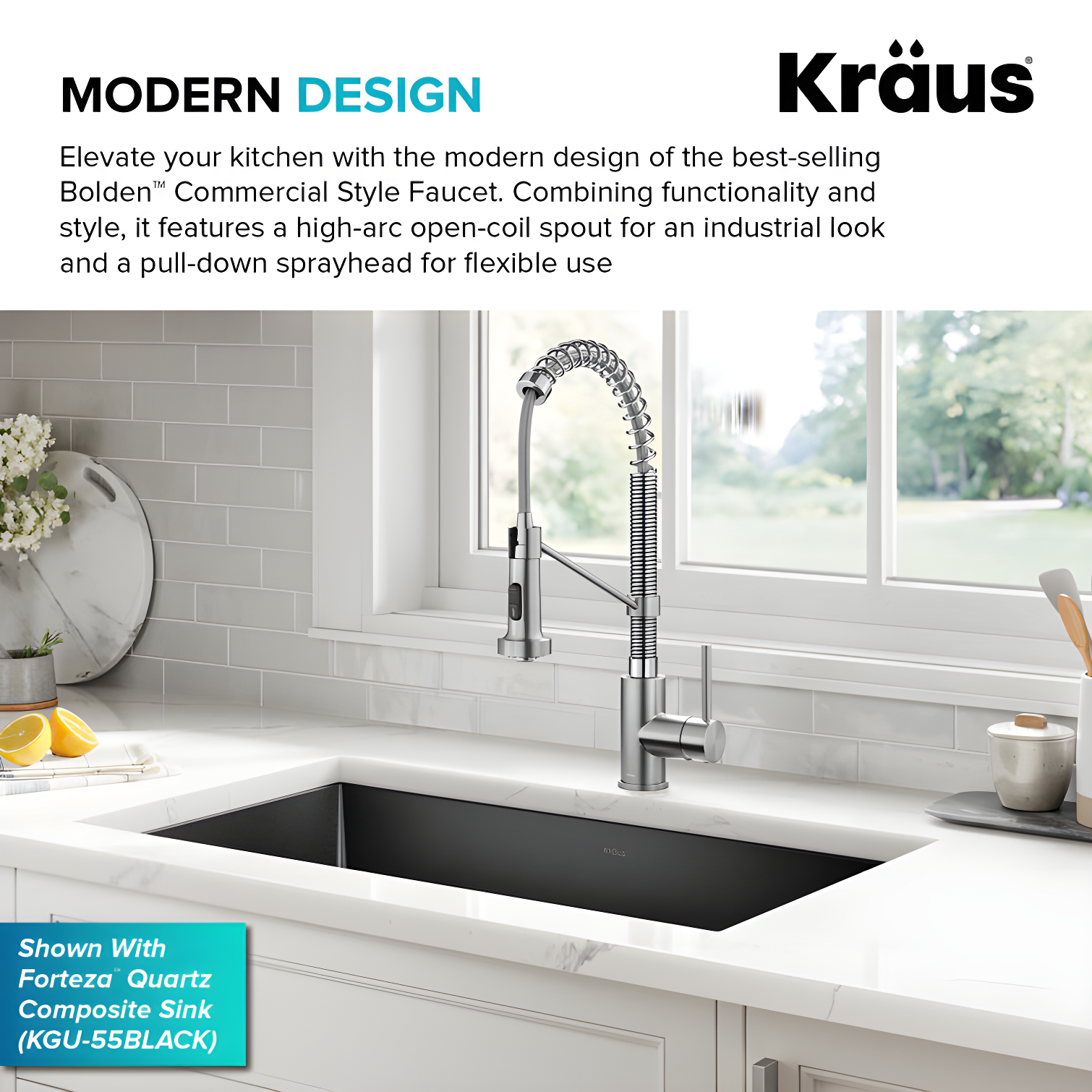 KRAUS Bolden Commercial Style 2-Function Single Handle Pull Down Kitchen Faucet