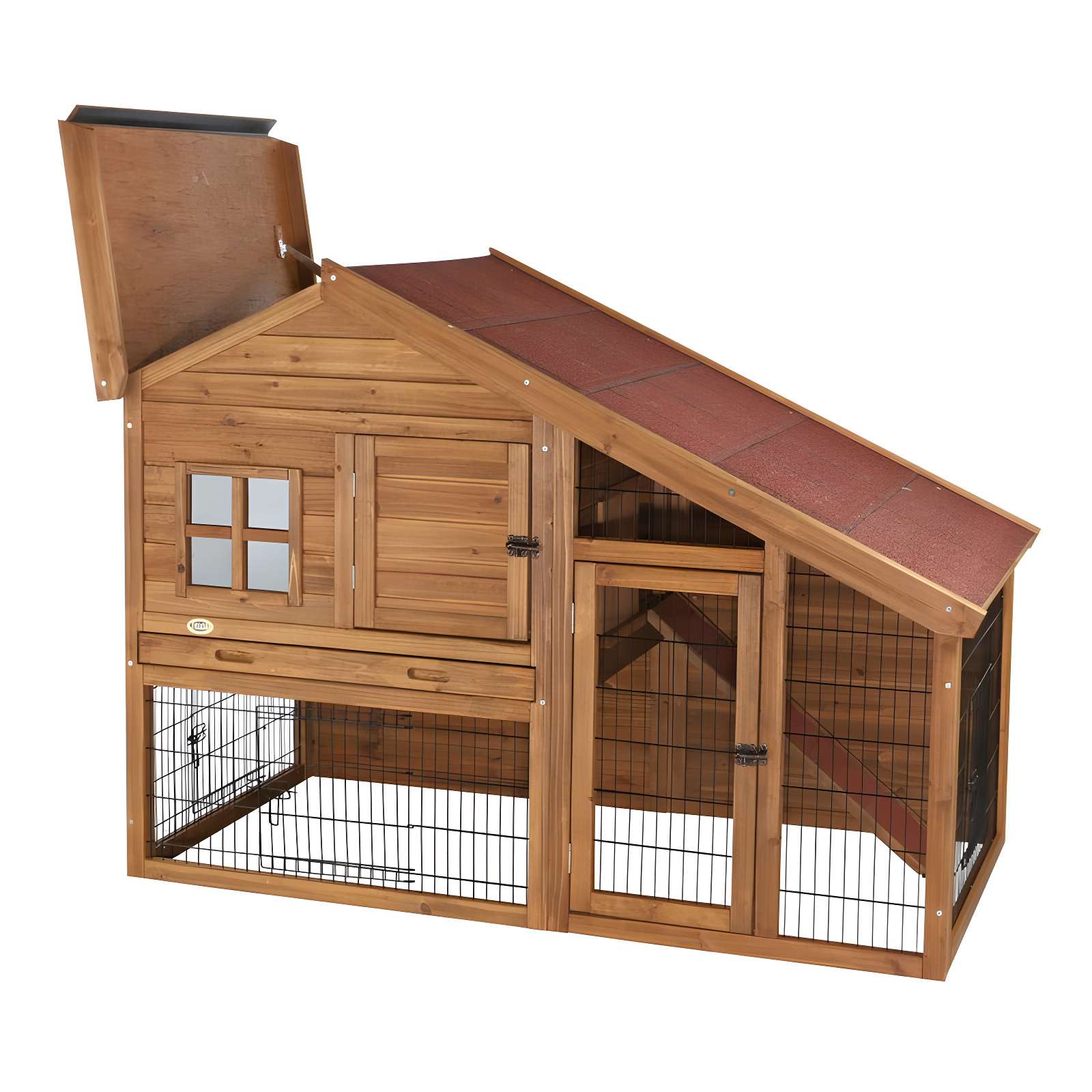 TRIXIE TRIXIE 2-Story Cabin Rabbit Hutch with Run, Ramp, Attic Storage, for Rabbits or Guinea Pigs