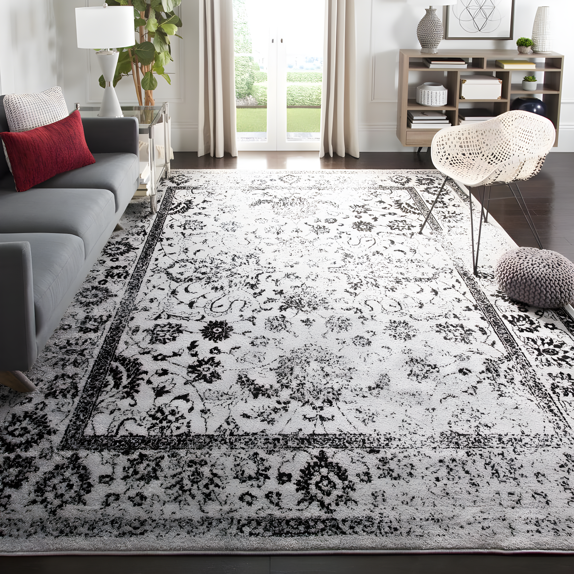 Adirondack ADR109 Machine Made Indoor Area Rug - Grey/Black - 10'x14' - Safavieh