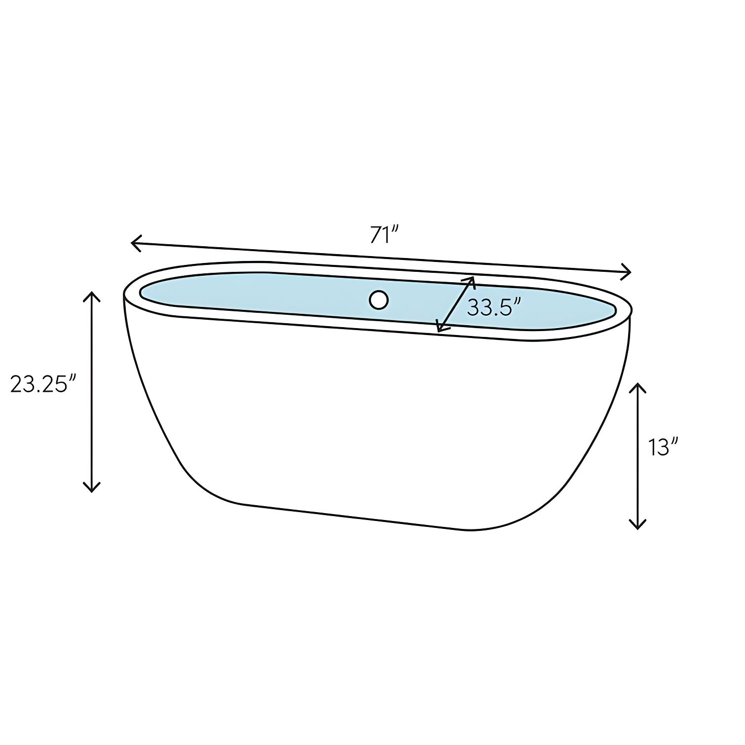 Mermaid 71'' x 33.5'' Freestanding Soaking Acrylic Bathtub