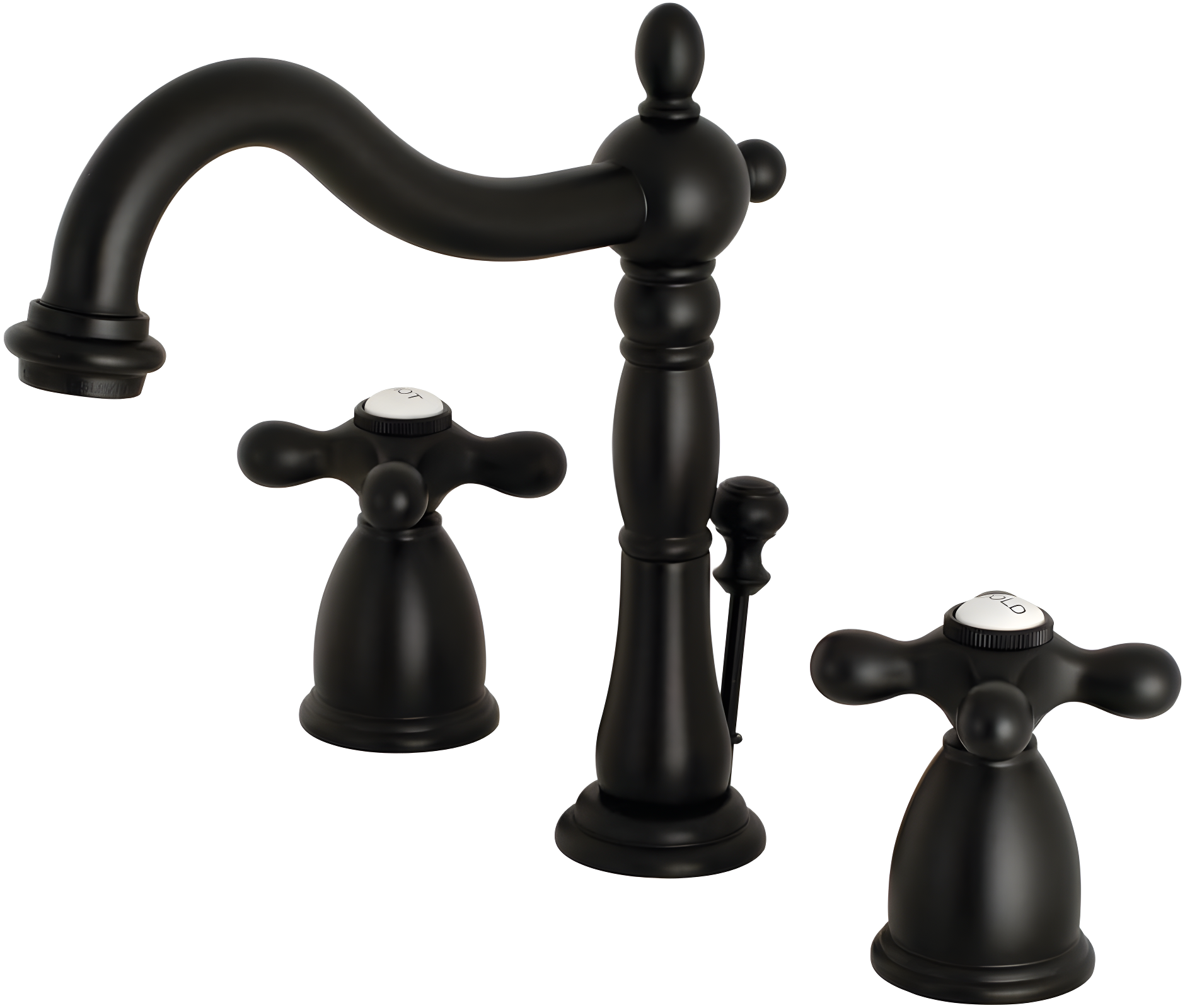 Kingston Brass Heritage Two-Handle 3-Hole Deck Mount Widespread Bathroom Faucet with Pop-Up Drain