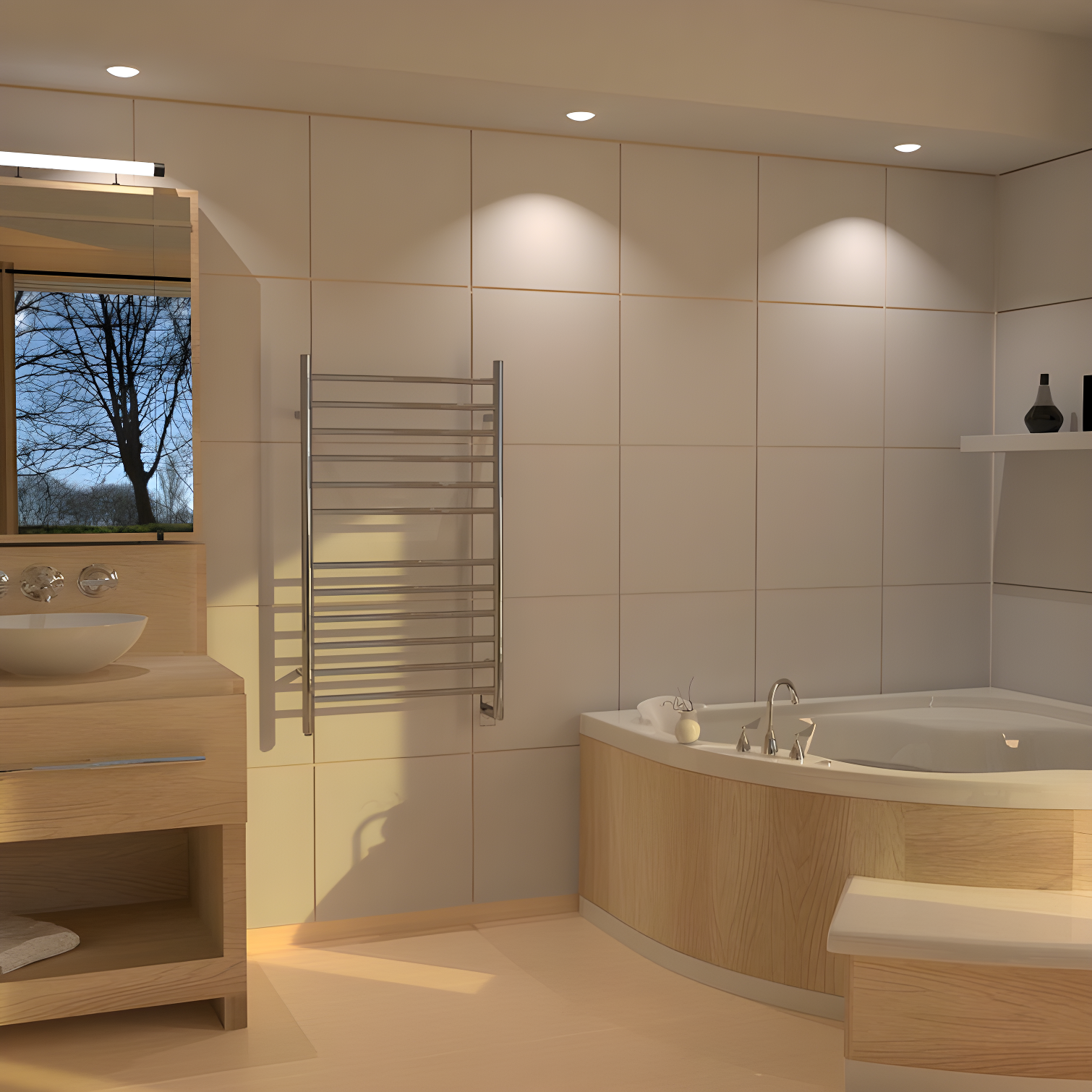 Radiant Large Curved Towel Warmer Hybrid Hardwired or Plug in