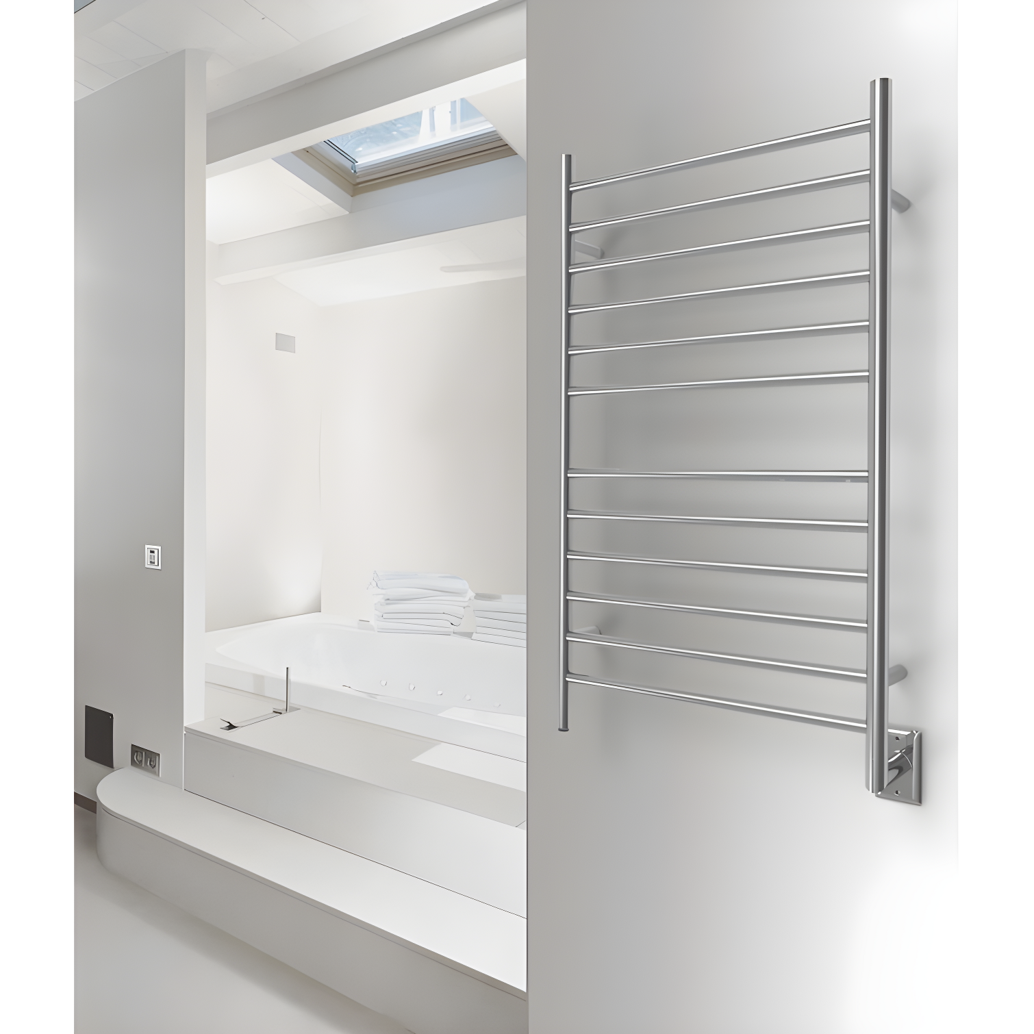 Radiant Large Curved Towel Warmer Hybrid Hardwired or Plug in