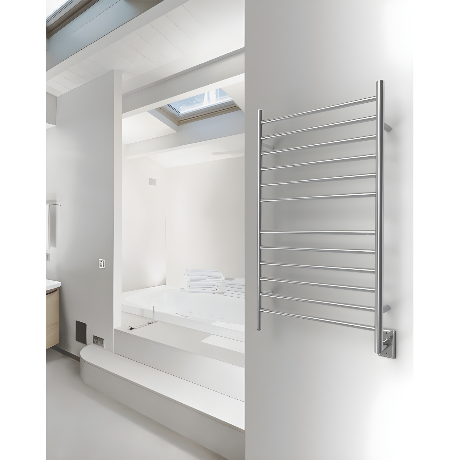Radiant Large Curved Towel Warmer Hybrid Hardwired or Plug in