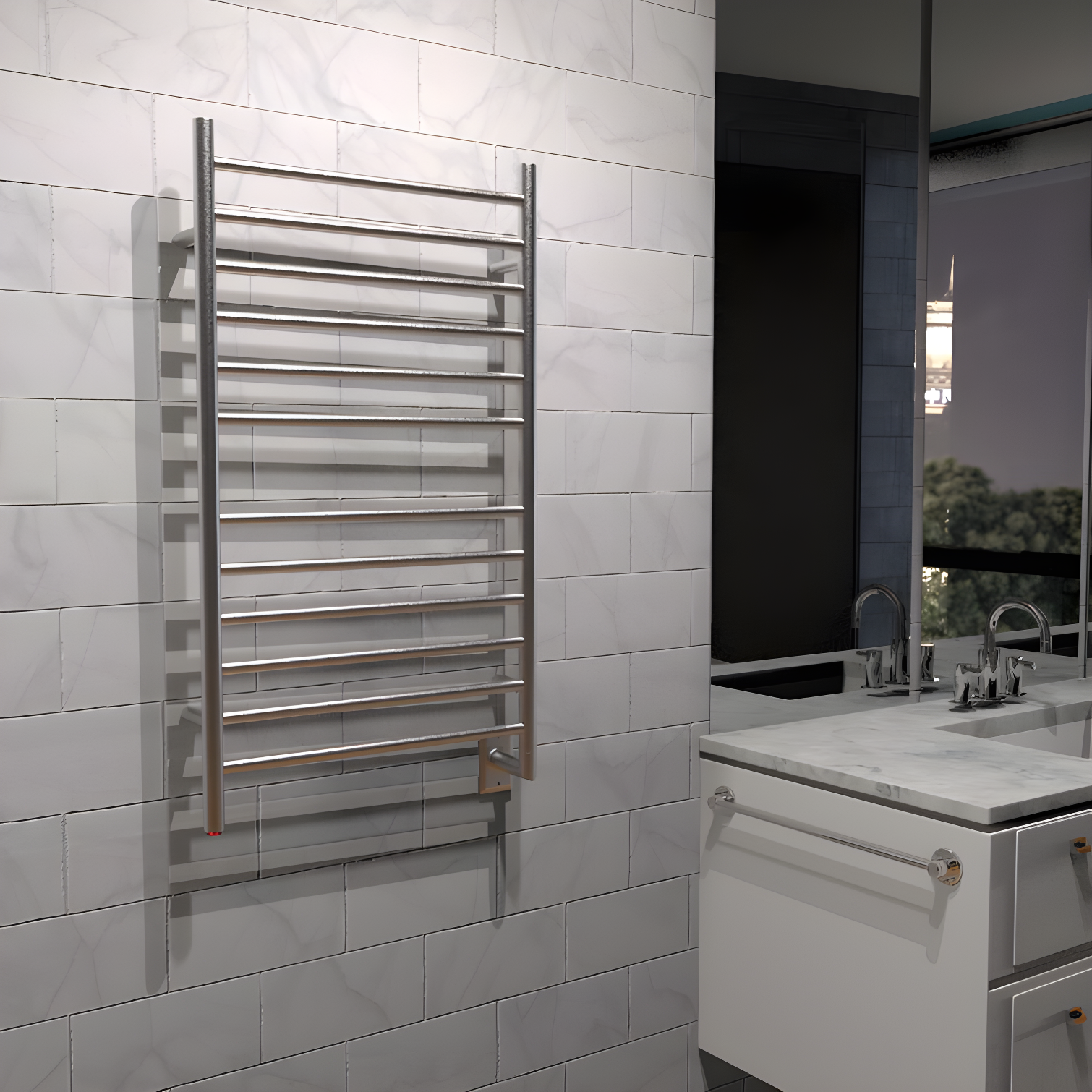 Radiant Large Curved Towel Warmer Hybrid Hardwired or Plug in