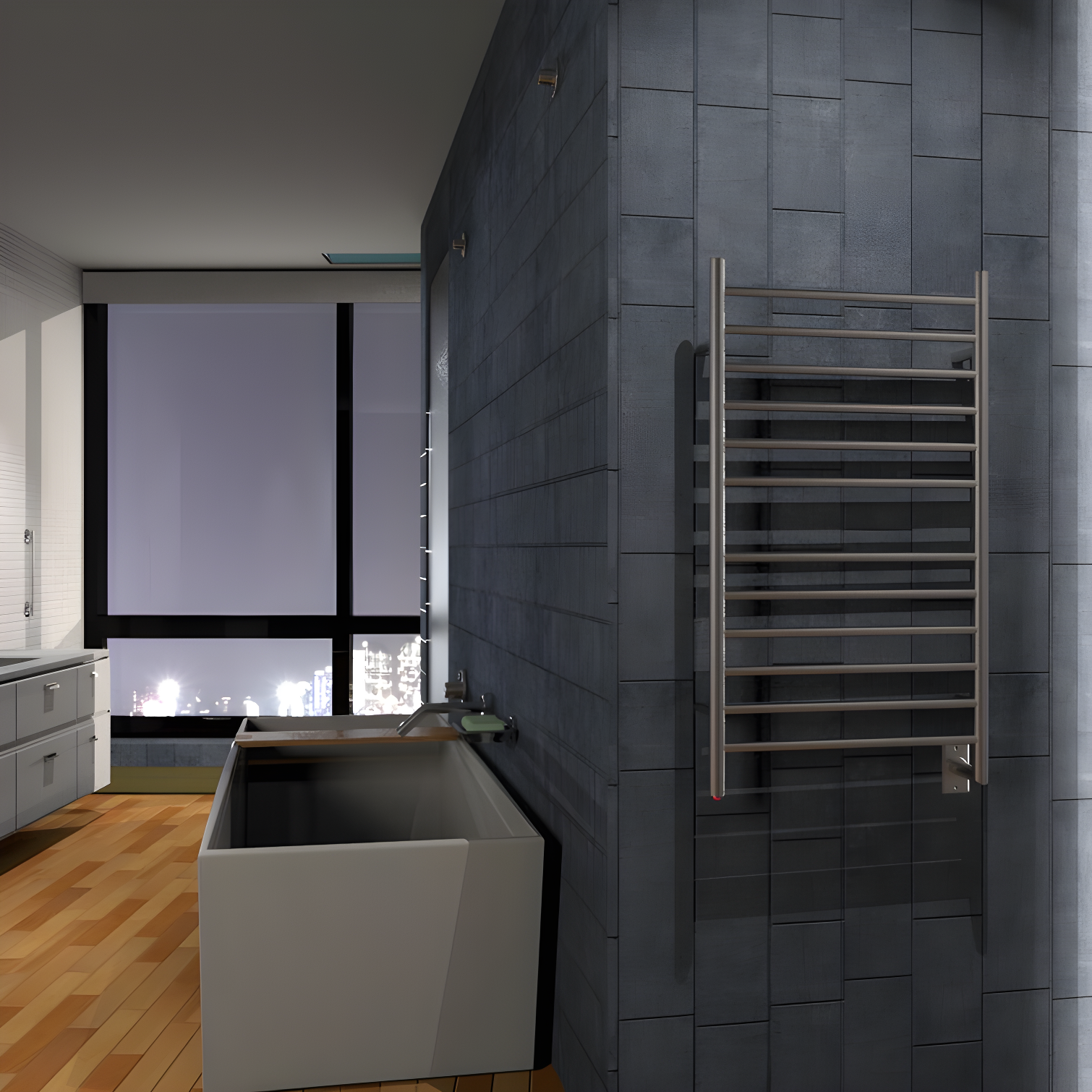 Radiant Large Curved Towel Warmer Hybrid Hardwired or Plug in
