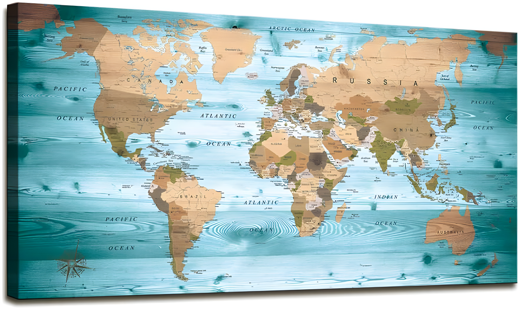 World Map Poster Wall Art for Office Decor Vintage Photos Canvas Prints Nautical Large Modern Framed Map of The World Canvas Wall Art Maps Pictures for Living Room Home Decor 24 x 48 Inches