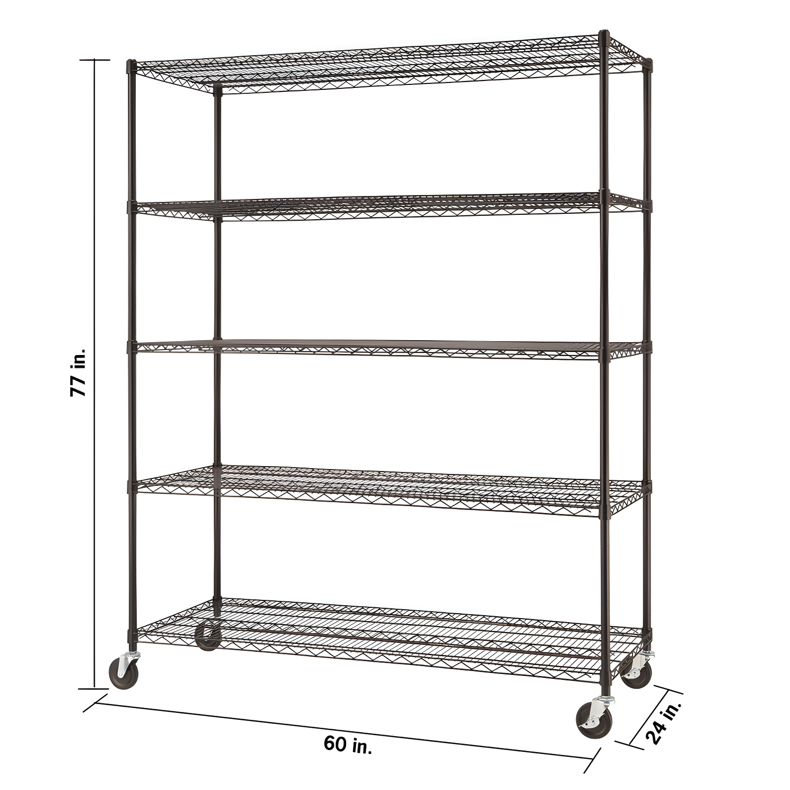 Trinity TRINITY EcoStorage 5-Tier NSF Rolling Steel Wire Shelving Unit w/ Wheels (60 in. W x 24 in. D)