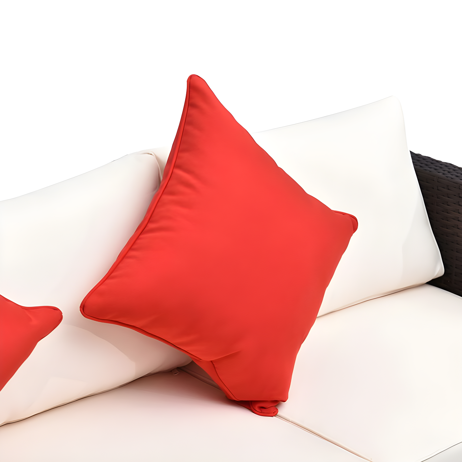 Outsunny 6 Pieces Outdoor PE Rattan Sofa Set, Sectional Conversation Wicker Patio Couch Furniture Set with Cushions and Coffee Table, White