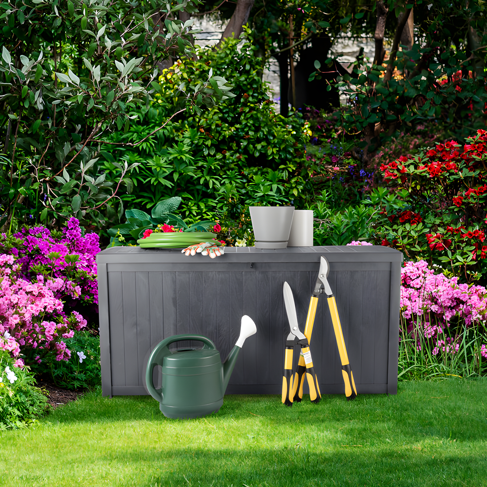 Outdoor Storage Box - 113 Gallon Lockable Deck Box for Pool Accessories, Patio Furniture Cushions, or Package Delivery for Outside by Pure Garden