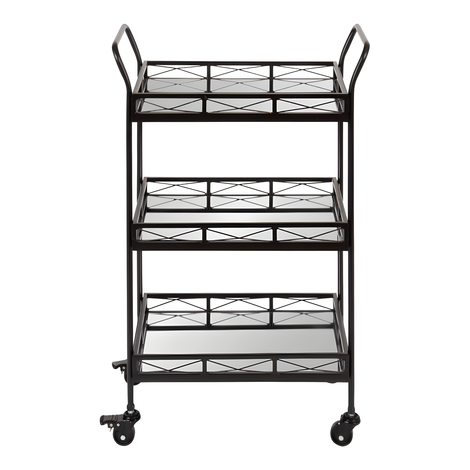 Kate and Laurel Ketia Rectangle Metal Bar Cart, 23x13x35, Black