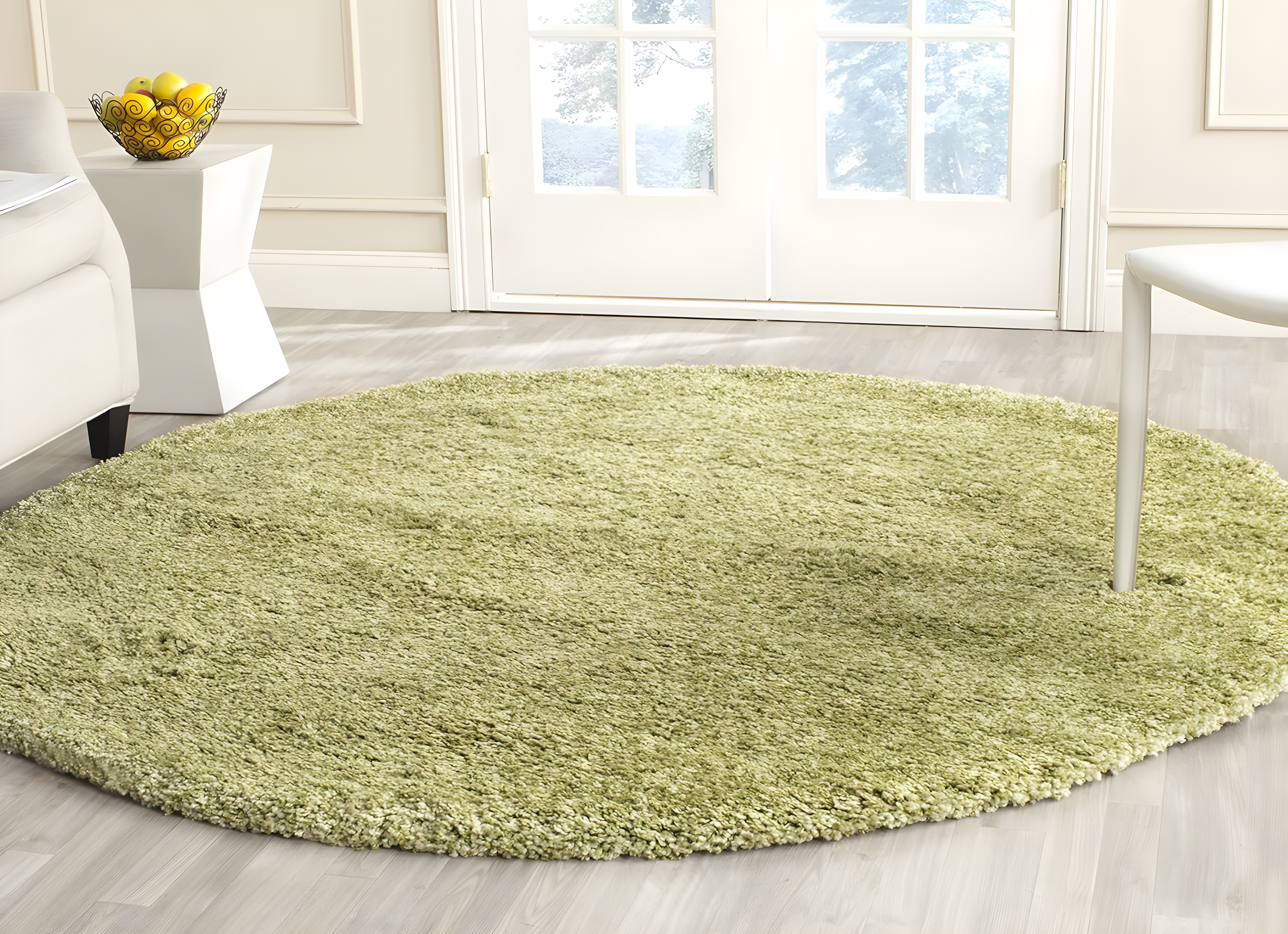 SAFAVIEH California Solid Plush Shag Area Rug, Green, 3' x 3' Round