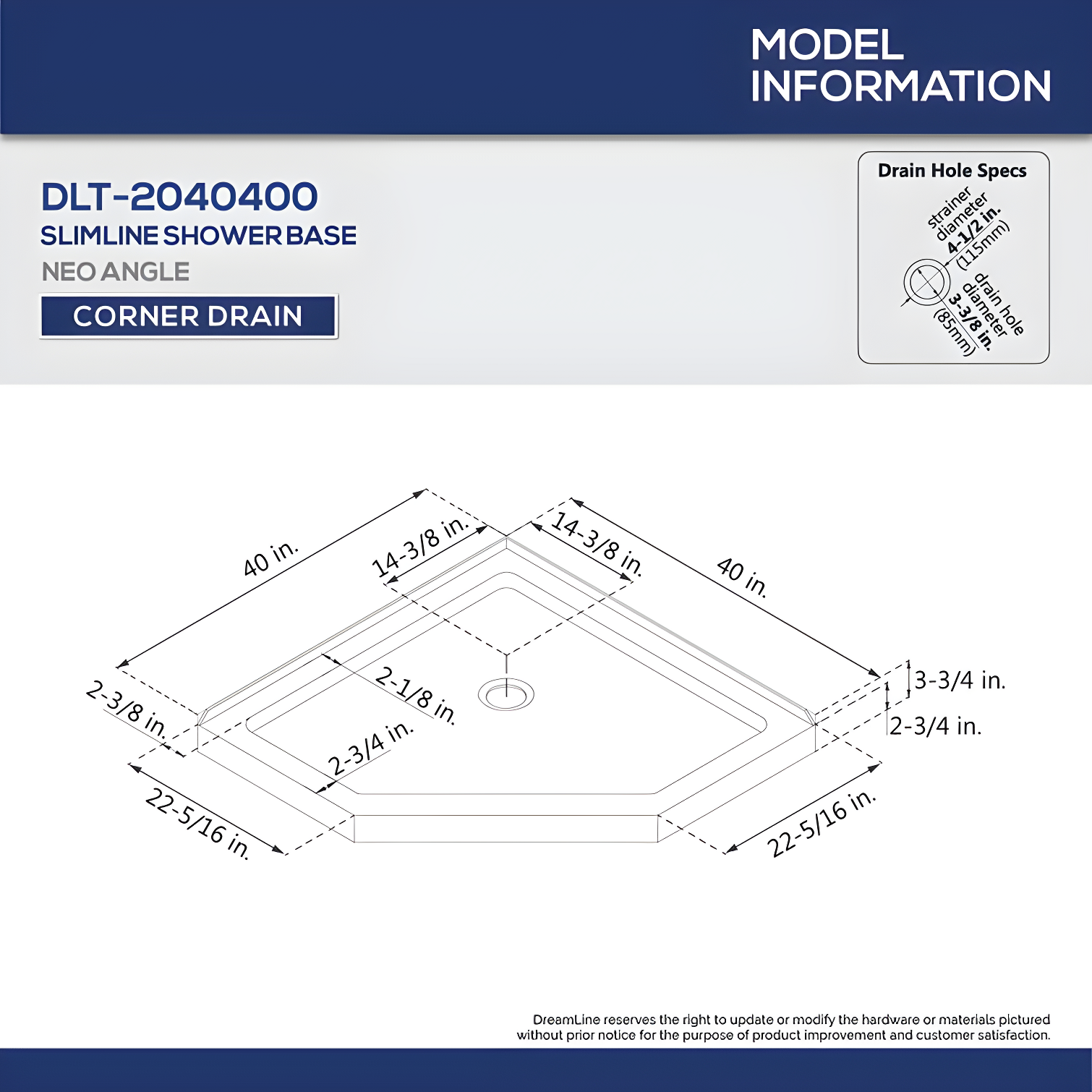 DreamLine Prism 40" x 74.75" Neo-Angle Pivot Shower Enclosure