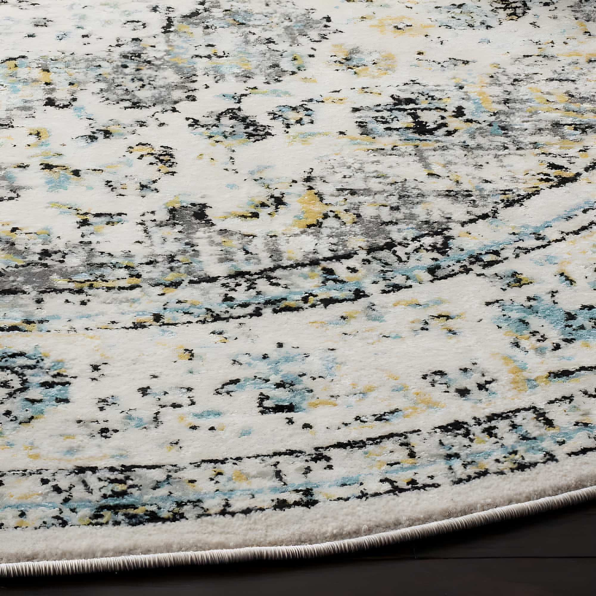 Evoke EVK220 Power Loomed Area Rug - Grey/Gold - 9' Round - Safavieh.