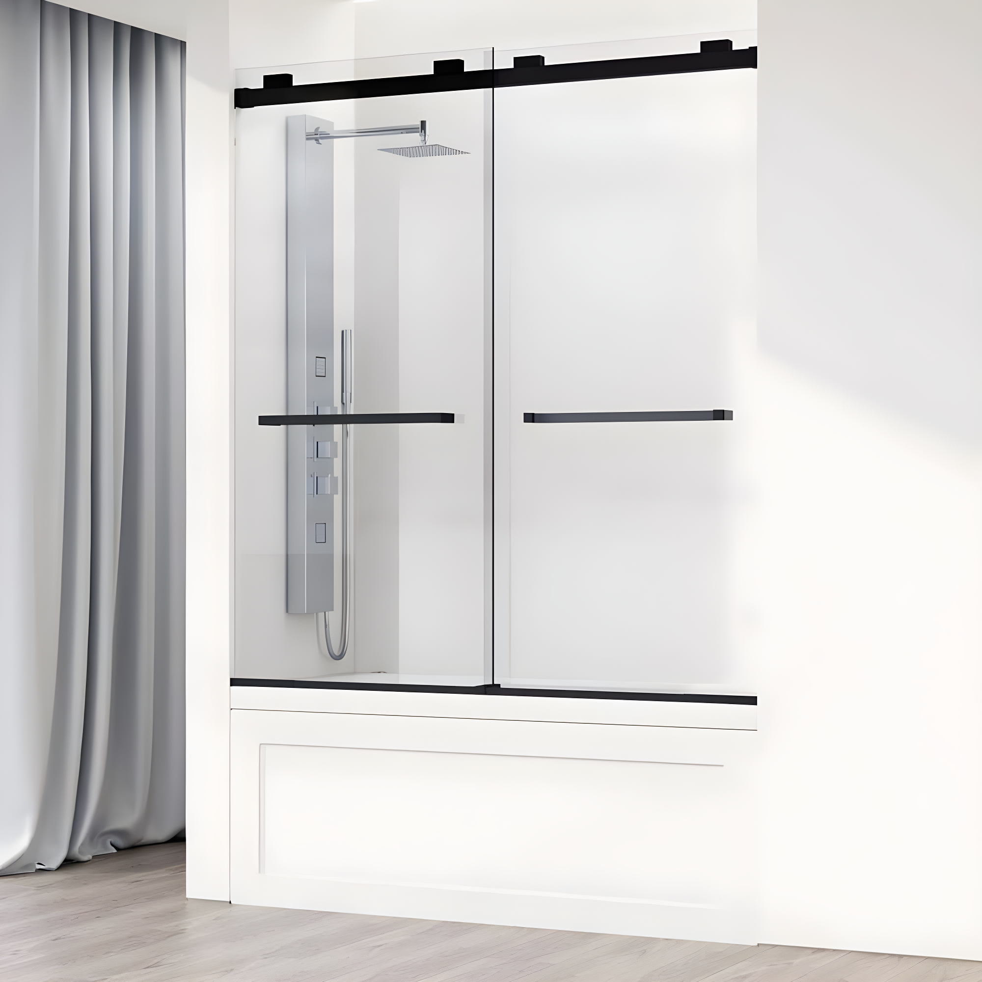 Houston 56-60" W x 66" H Double Sliding Frameless Tub Door with 3/8" Clear Glass