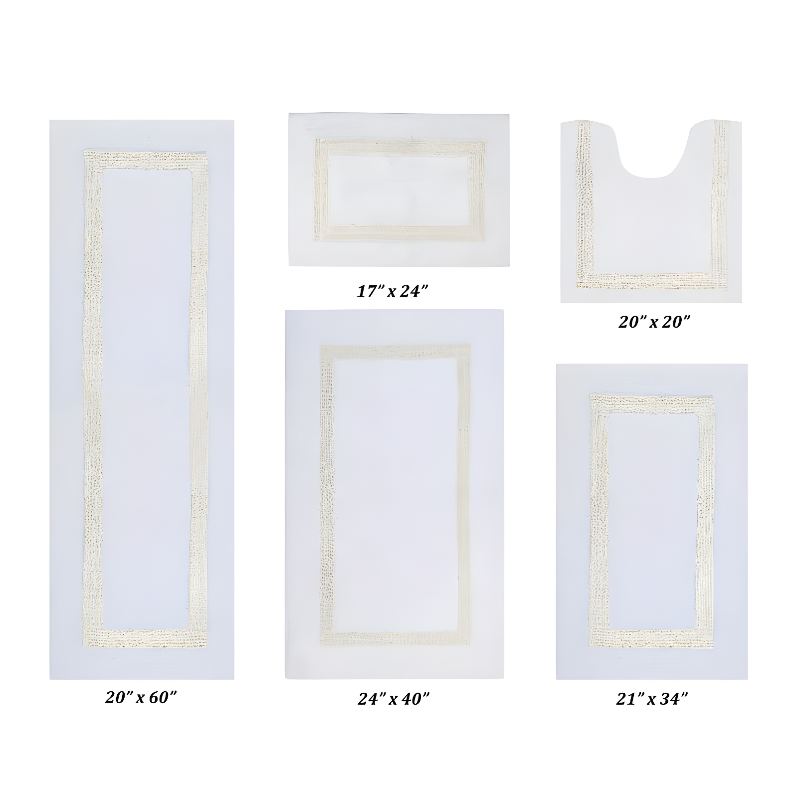 Hokku Designs Makbul Premium 100% Cotton 5 Piece Bath Rug Sets with Race Track Pattern, Machine Washable, Super Absorbent & Tufted Weave Reversible Bath Mat for Bathroom