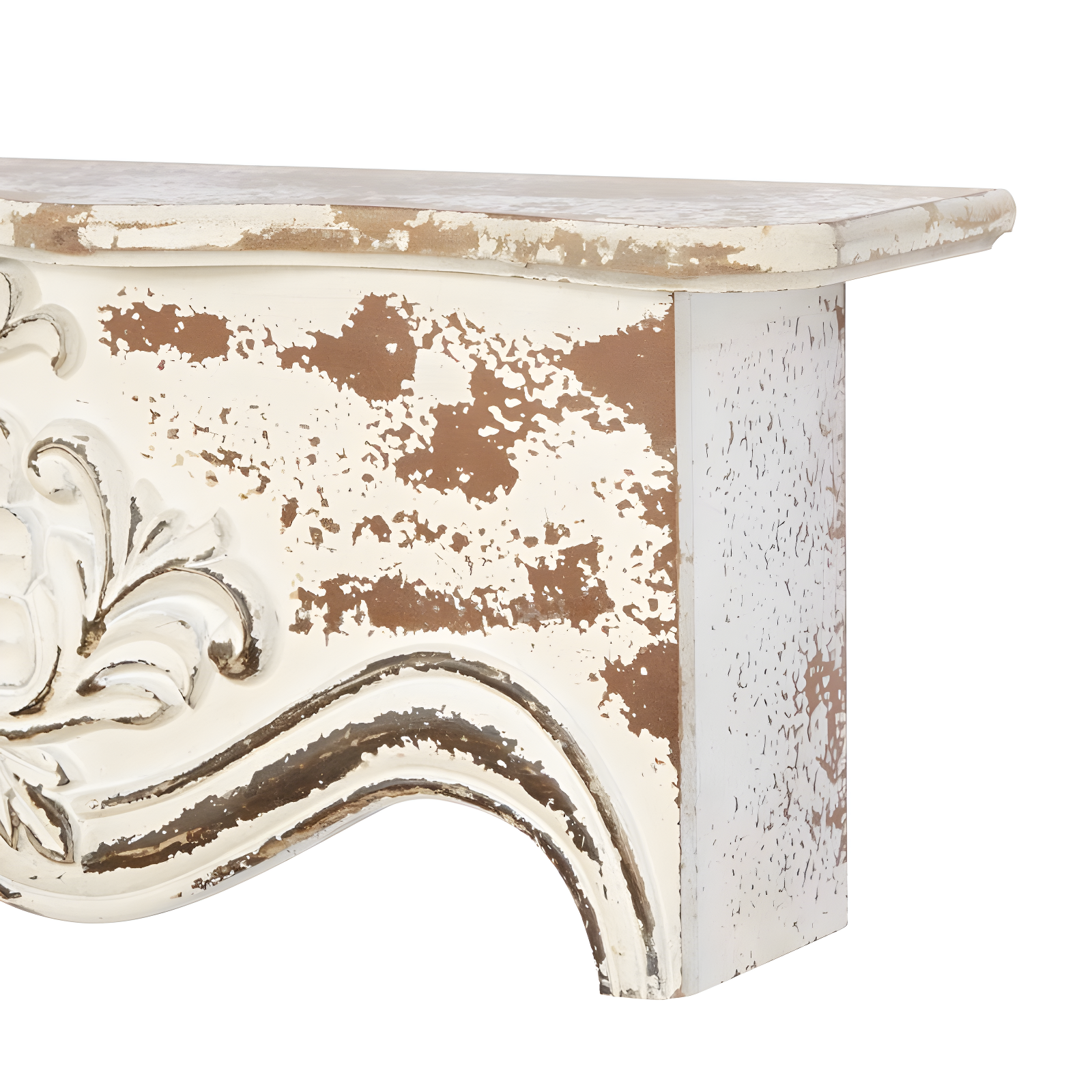 Kelly Clarkson Home Elicia White Wood Scroll Distressed 1 Shelf Room Wall Shelf