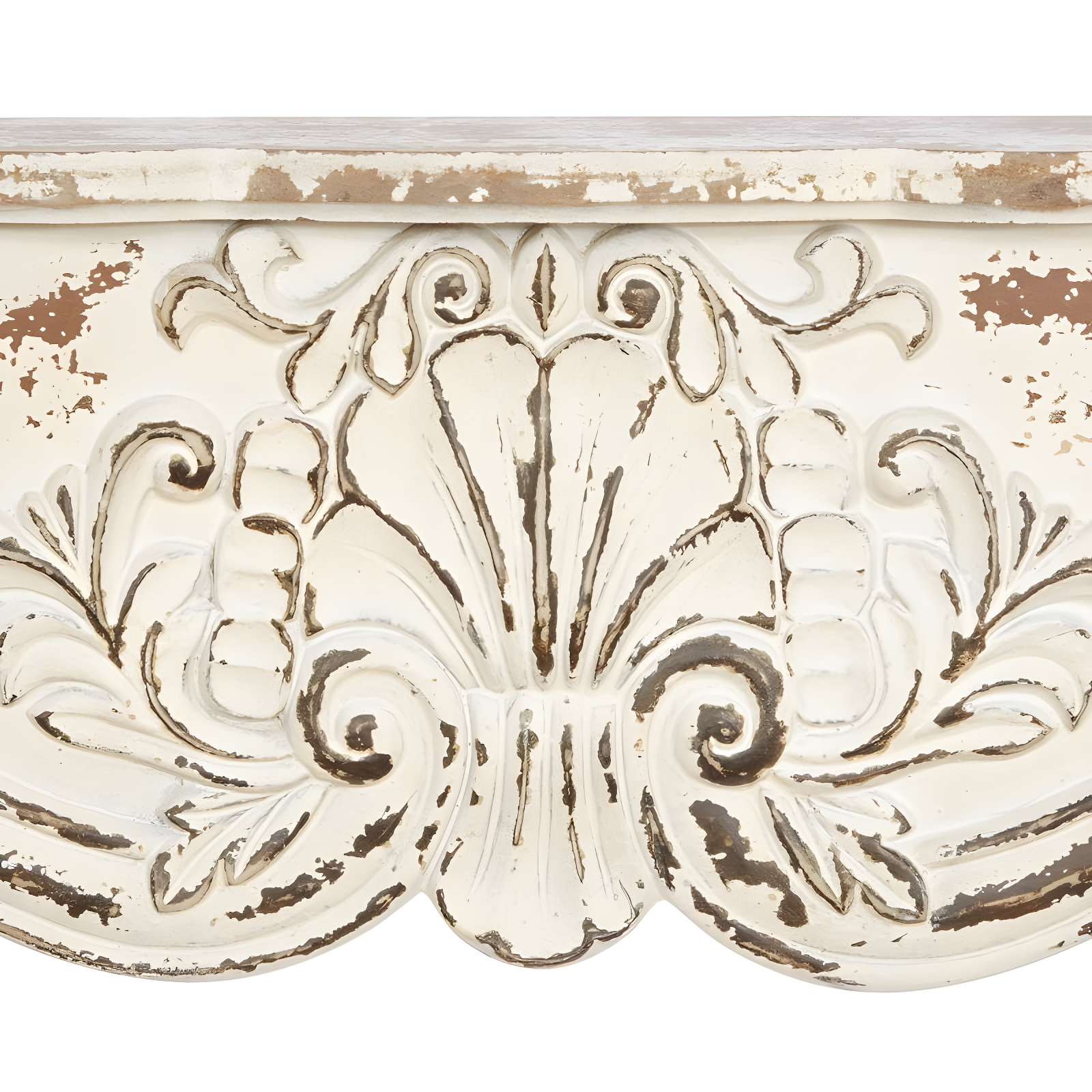 Kelly Clarkson Home Elicia White Wood Scroll Distressed 1 Shelf Room Wall Shelf