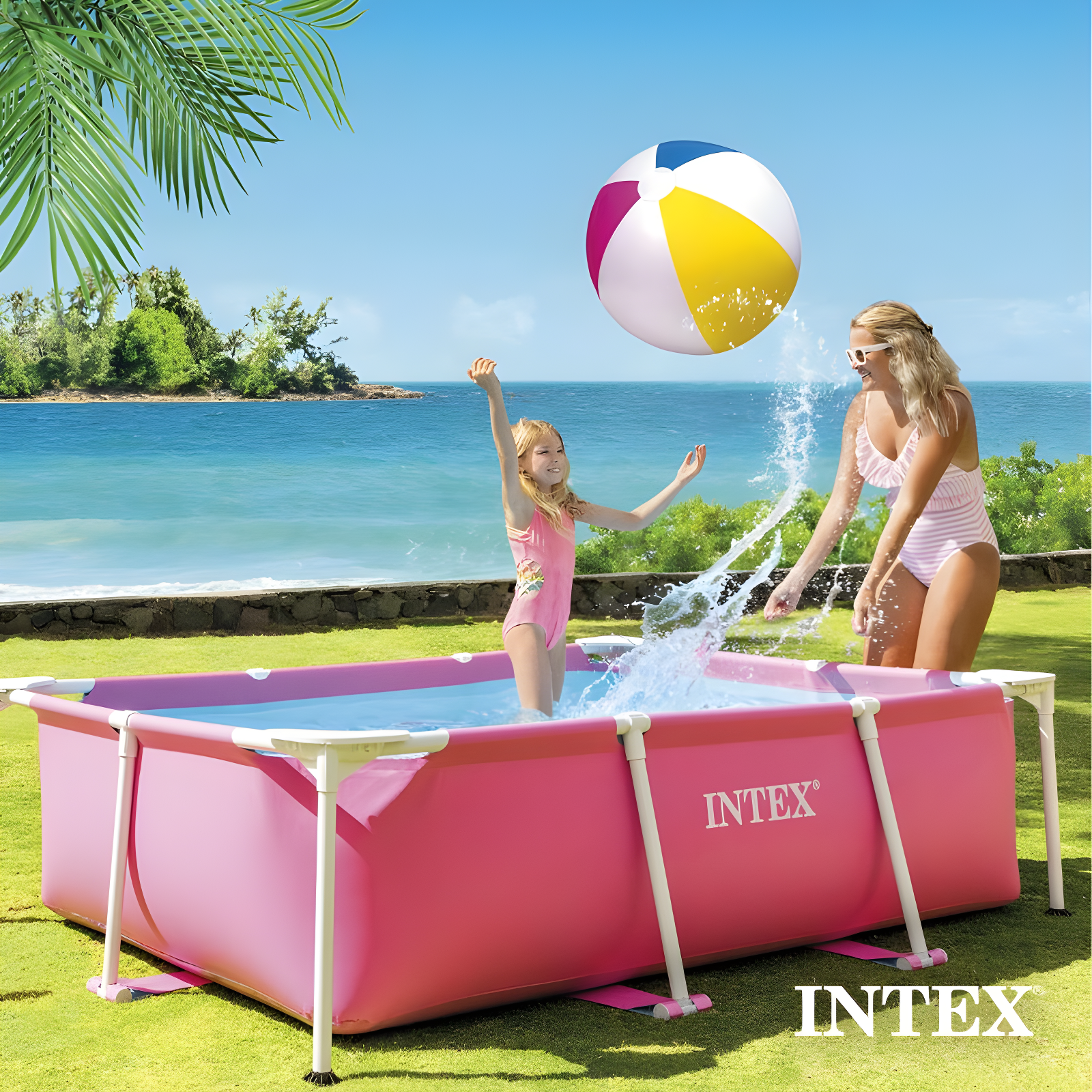 Intex Plastic Rectangle Frame Set Pool 23.62'' H x 59'' W x 86.62'' L