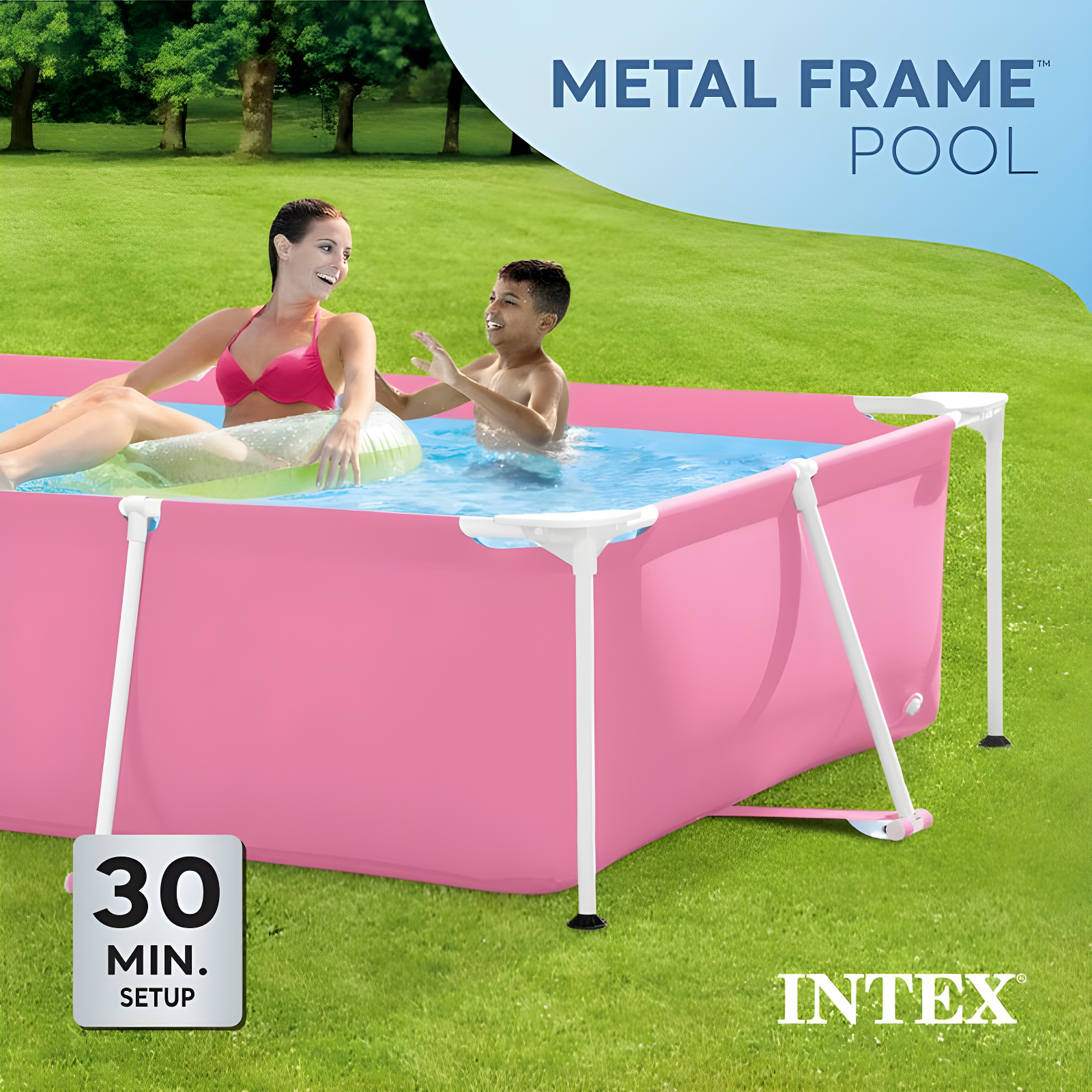 Intex Plastic Rectangle Frame Set Pool 23.62'' H x 59'' W x 86.62'' L