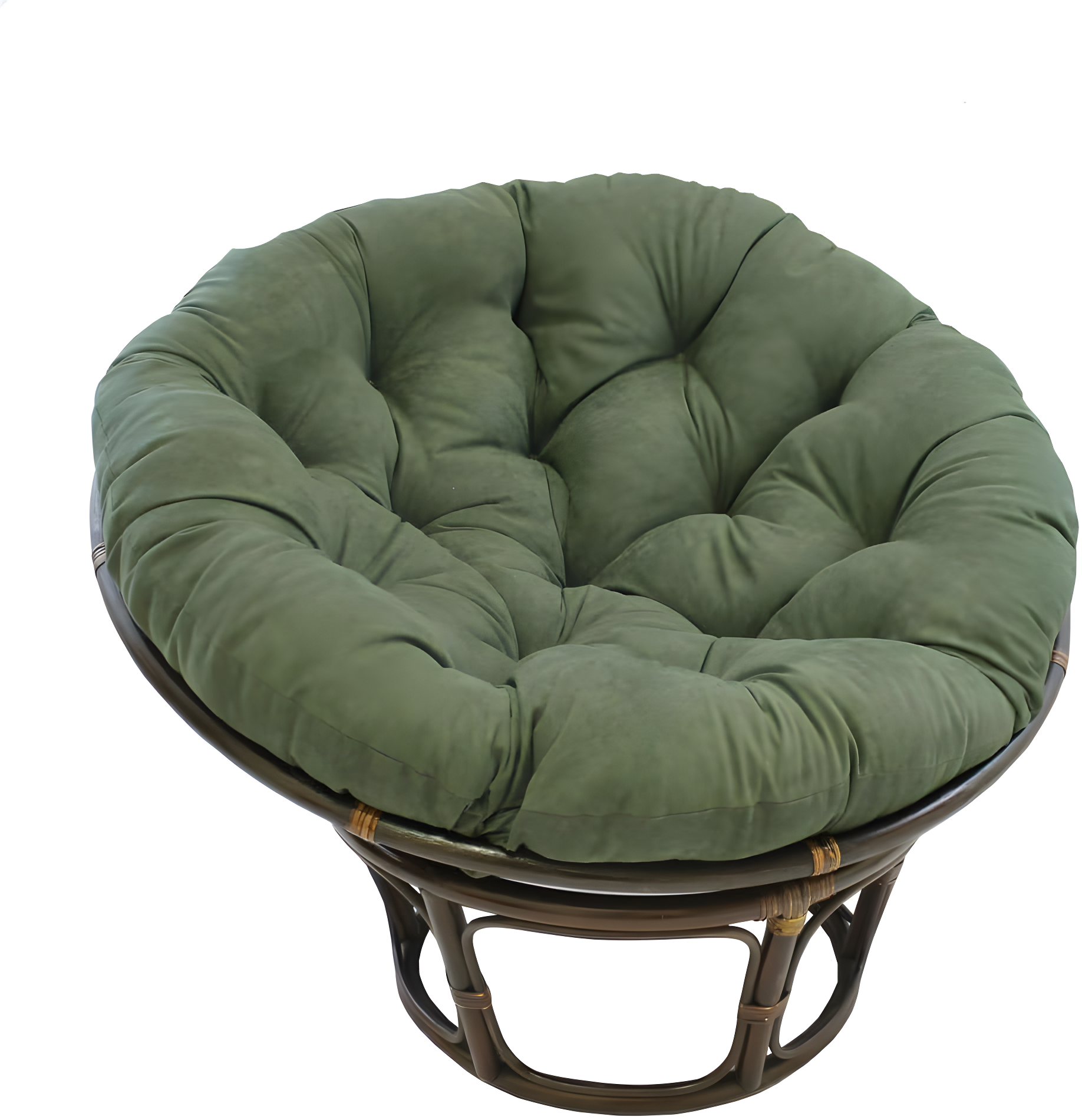 42" Rattan Papasan Chair with Micro Suede Cushion Hunter Green - International Caravan