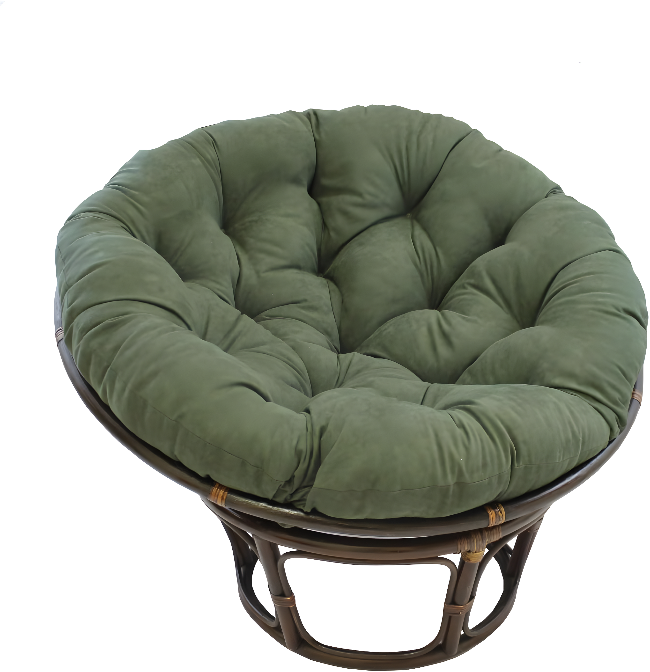 42" Rattan Papasan Chair with Micro Suede Cushion Hunter Green - International Caravan