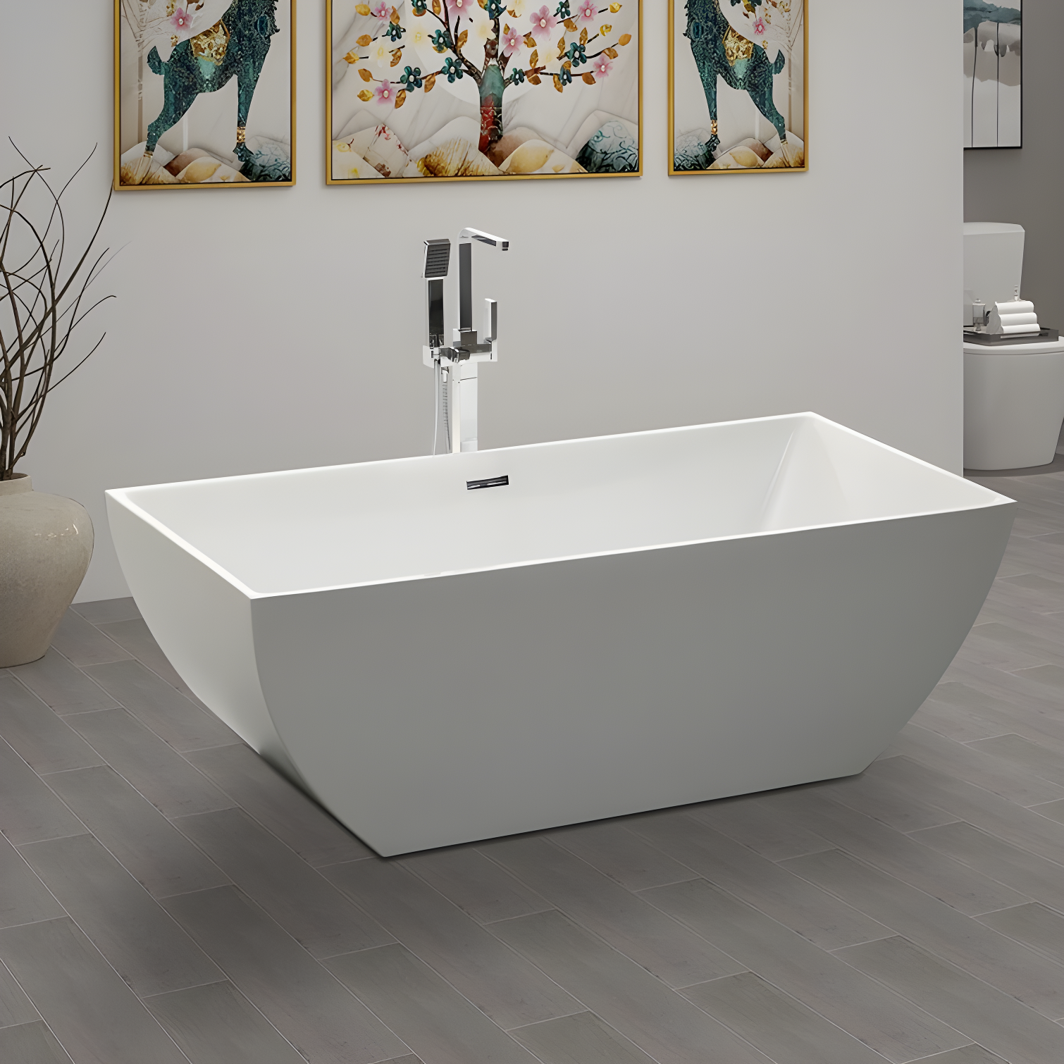 66.9" x 33" Freestanding Soaking Bathtub