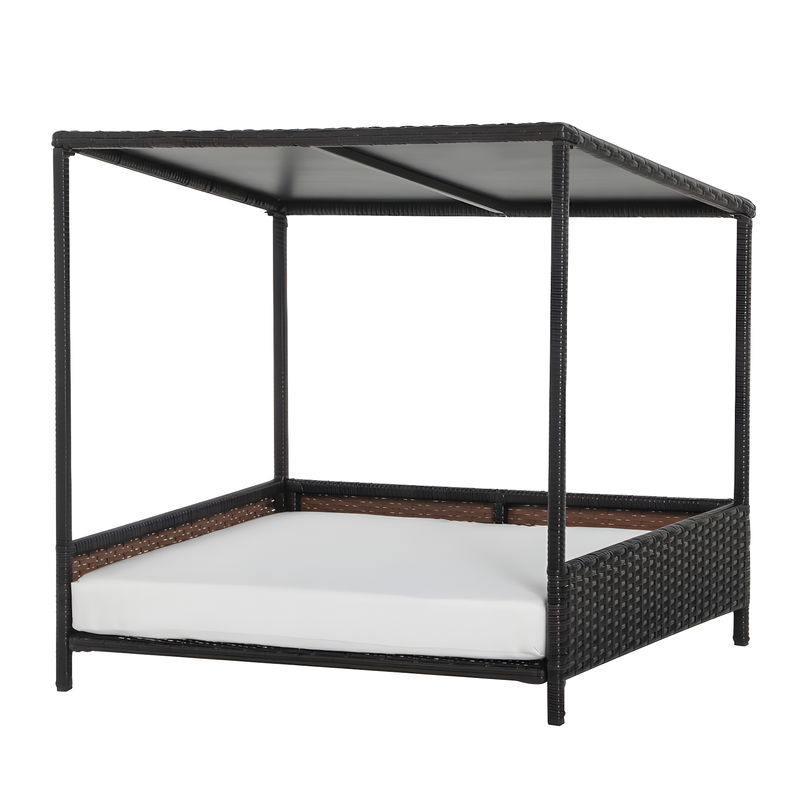 PawHut Wicker Dog House Raised Rattan Puppy Bed Cat Shelter for Indoor Outdoor Garden Patio Pet Sofa with Removable Cushion for Medium Sized Pet Brown