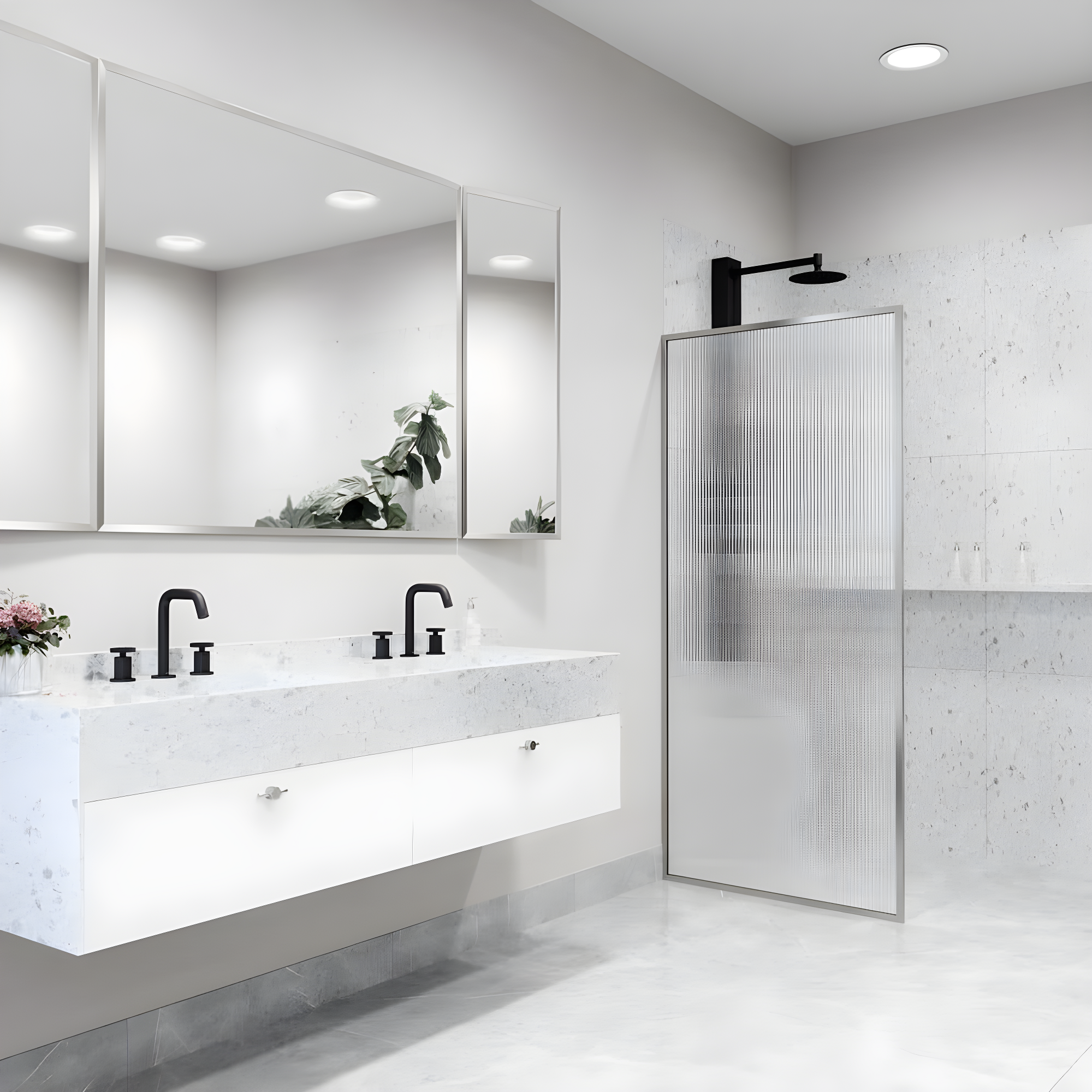 Meridian 34" W x 74" H Fixed Framed Shower Screen with 3/8" Glass