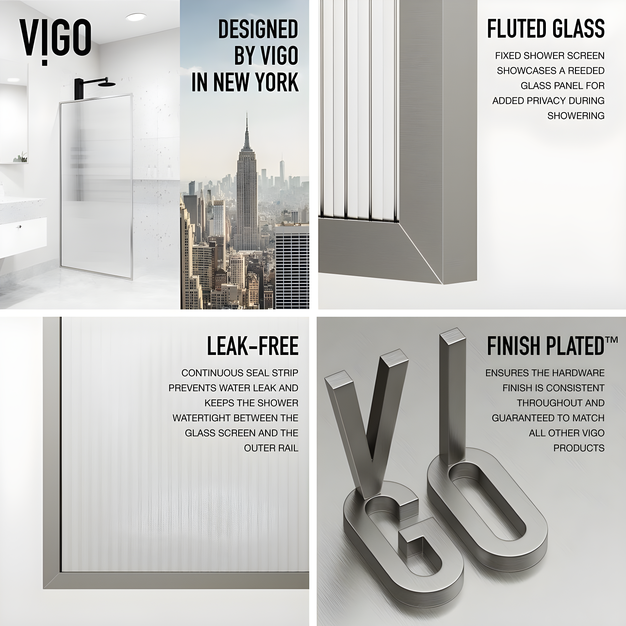 Meridian 34" W x 74" H Fixed Framed Shower Screen with 3/8" Glass