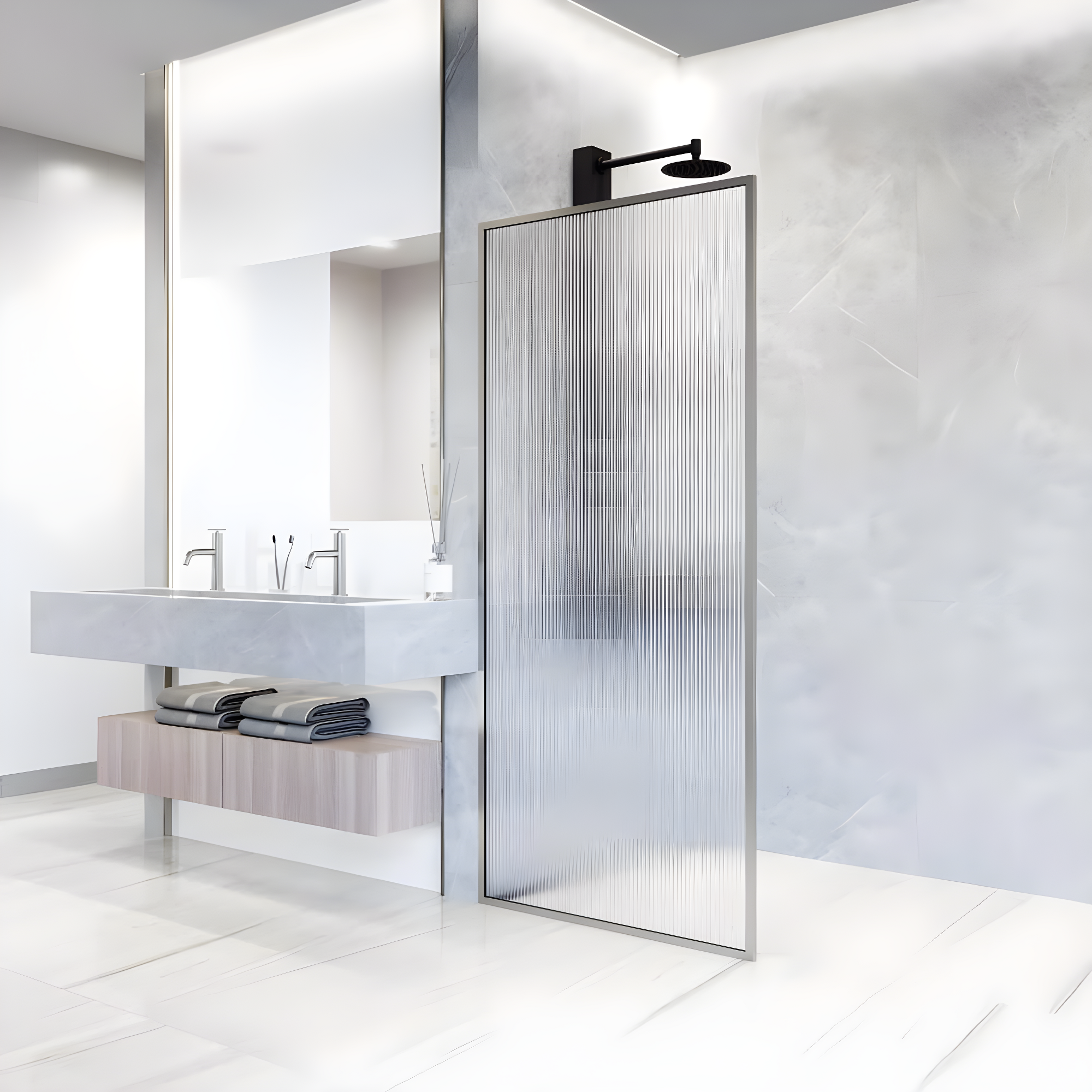 Meridian 34" W x 74" H Fixed Framed Shower Screen with 3/8" Glass