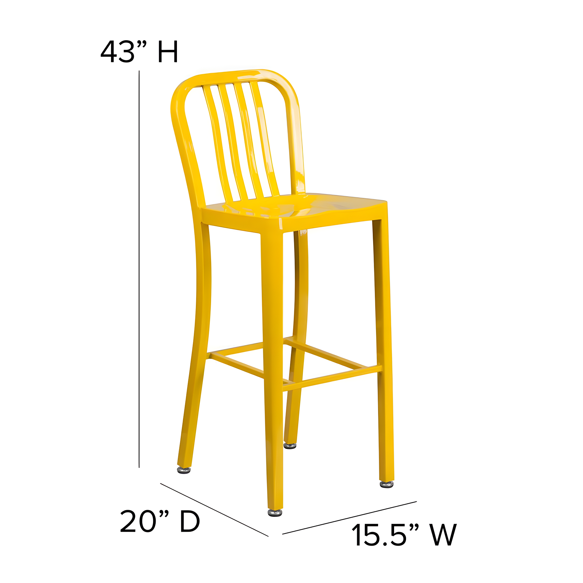 Flash Furniture Commercial Grade 30" High Yellow Metal Indoor-Outdoor Barstool with Vertical Slat Back
