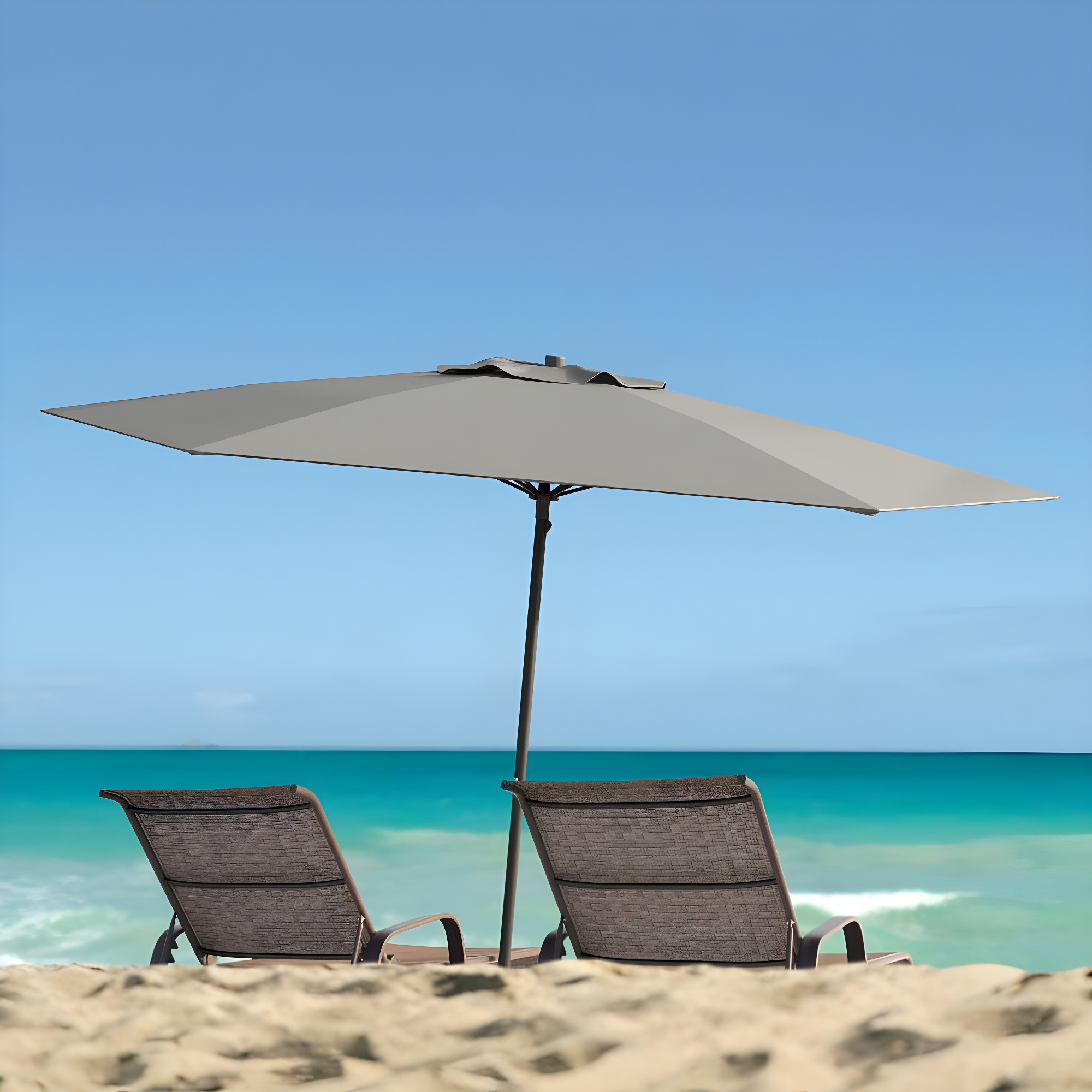 7.5' x 7.5' UV and Wind Resistant Beach/Patio Umbrella Gray - CorLiving
