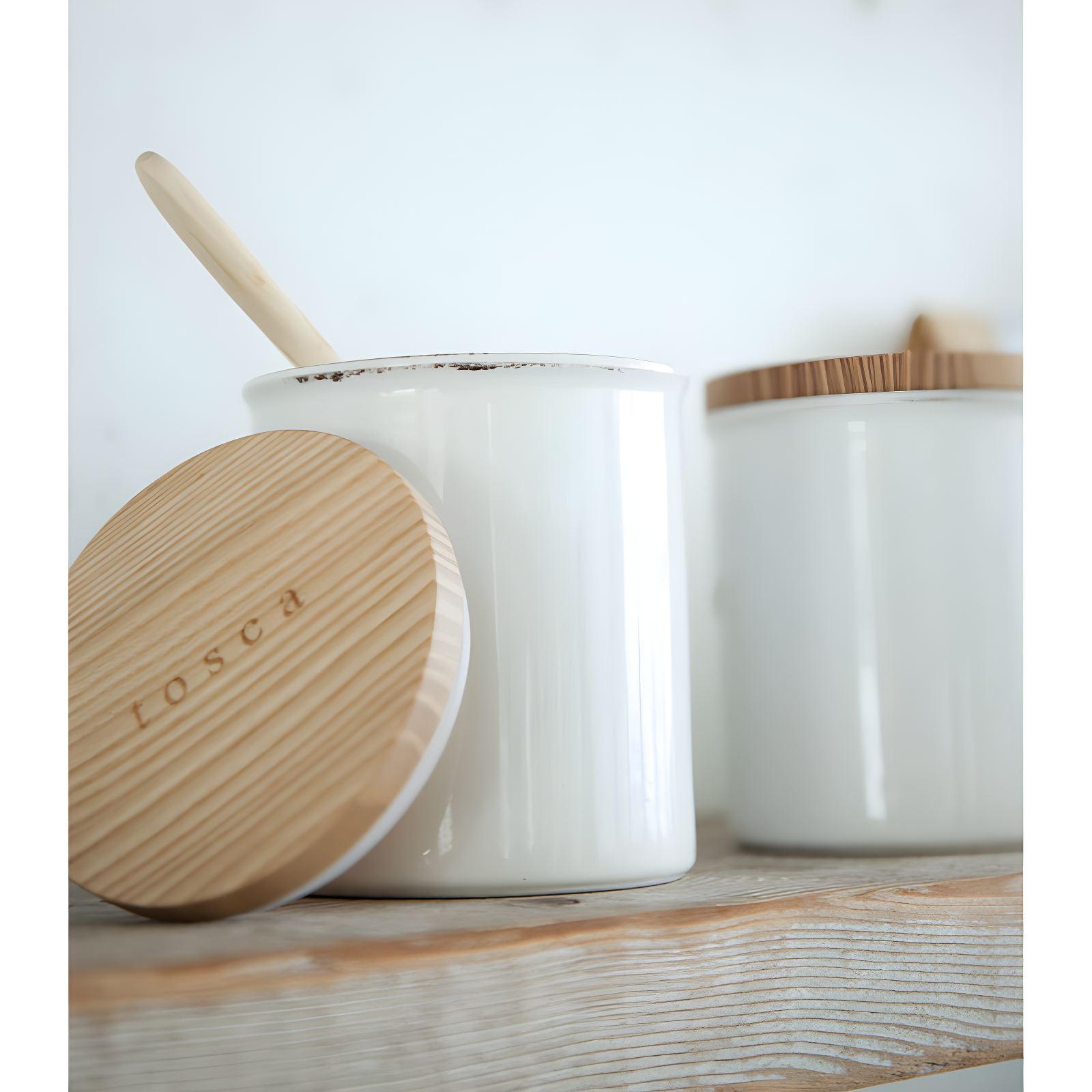 Tosca Yamazaki Home Ceramic Canister, Dry Food Kitchen Storage Container, Plain, 15.25 oz. Airtight