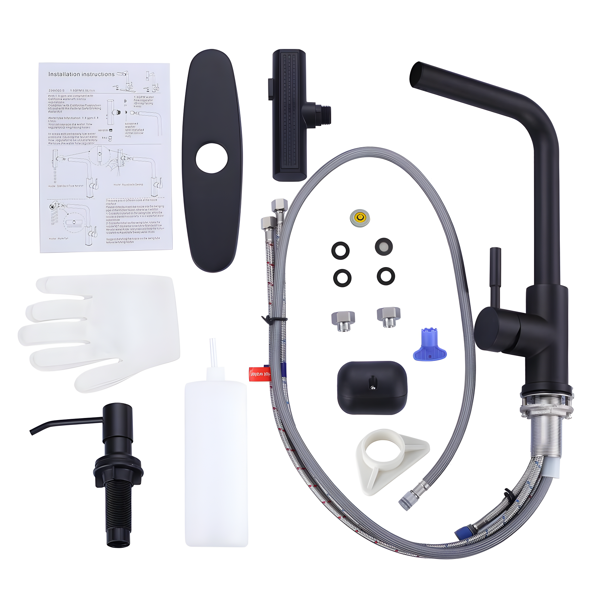 Waterfall Kitchen Faucet with Pull Down Sprayer, Stainless Kitchen Faucet with Sprayer 3 Modes