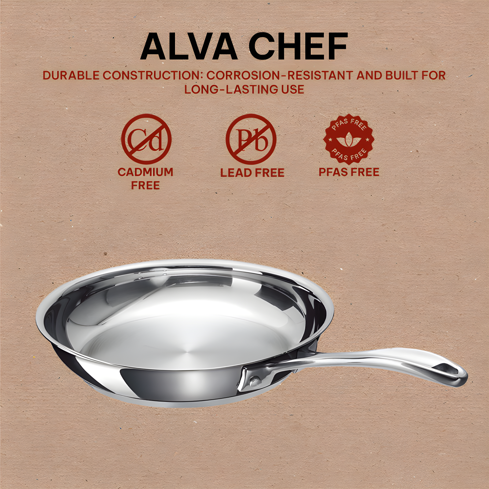 Alva Alva Chef Premium Stainless Steel Tri-Ply Frying Pan