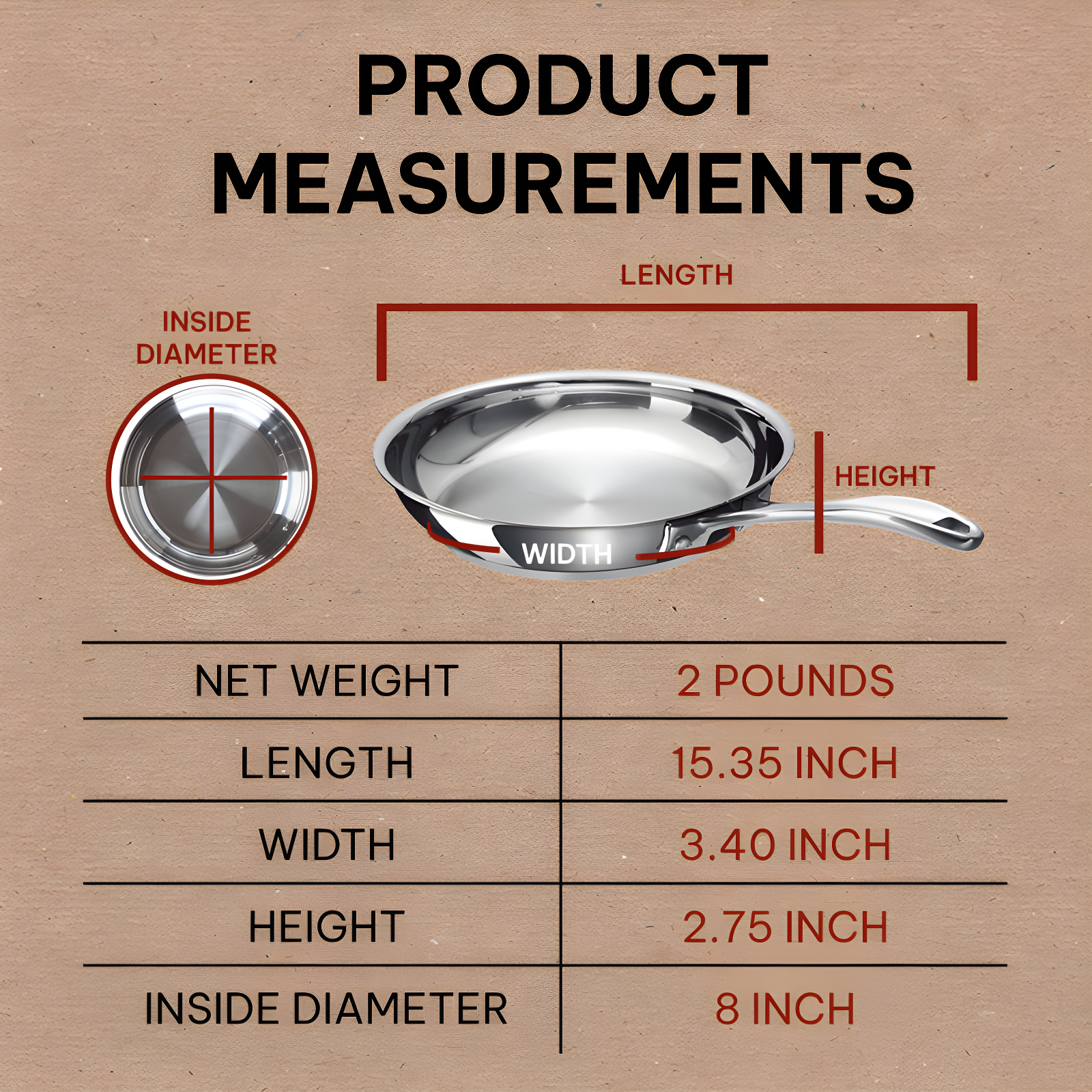 Alva Alva Chef Premium Stainless Steel Tri-Ply Frying Pan