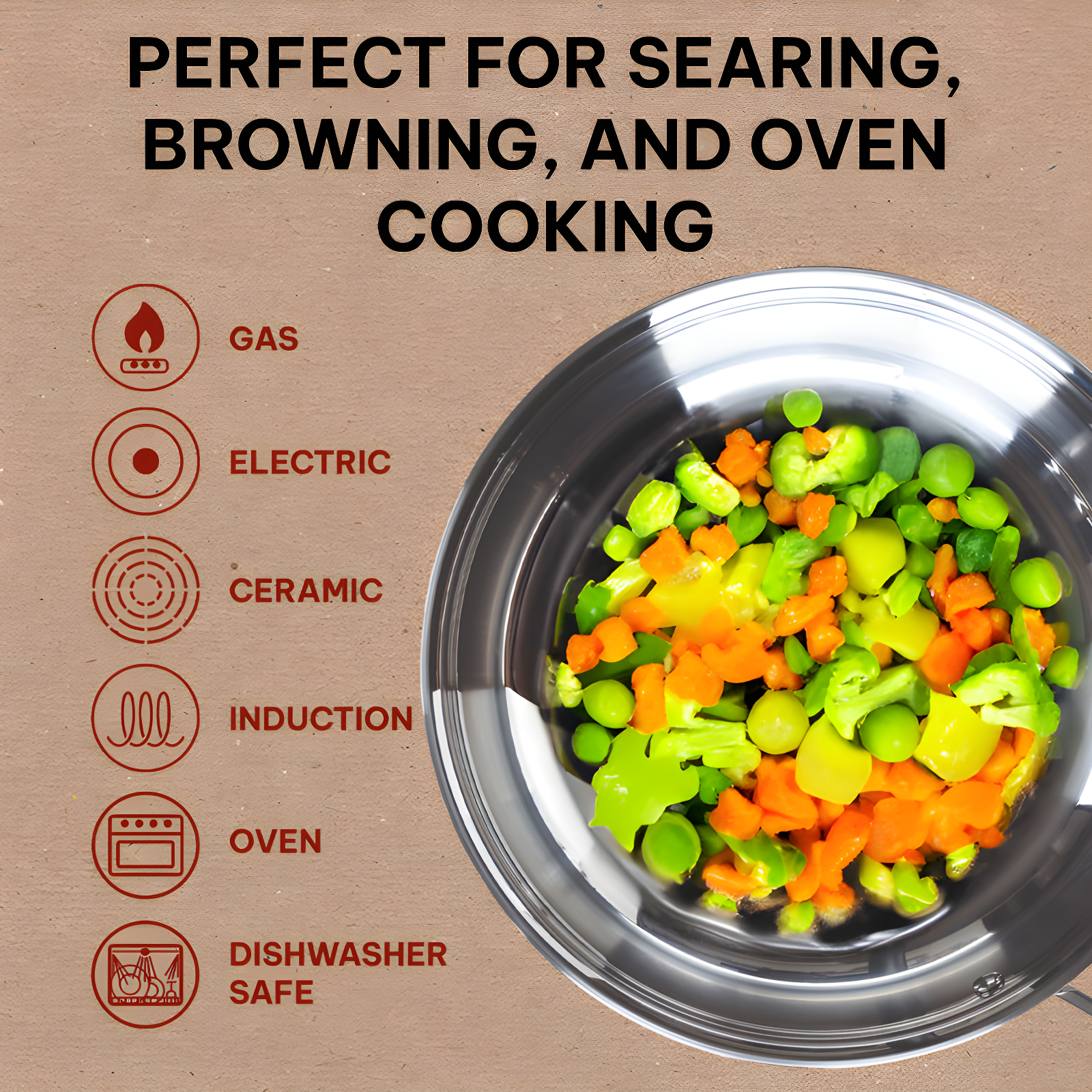 Alva Alva Chef Premium Stainless Steel Tri-Ply Frying Pan