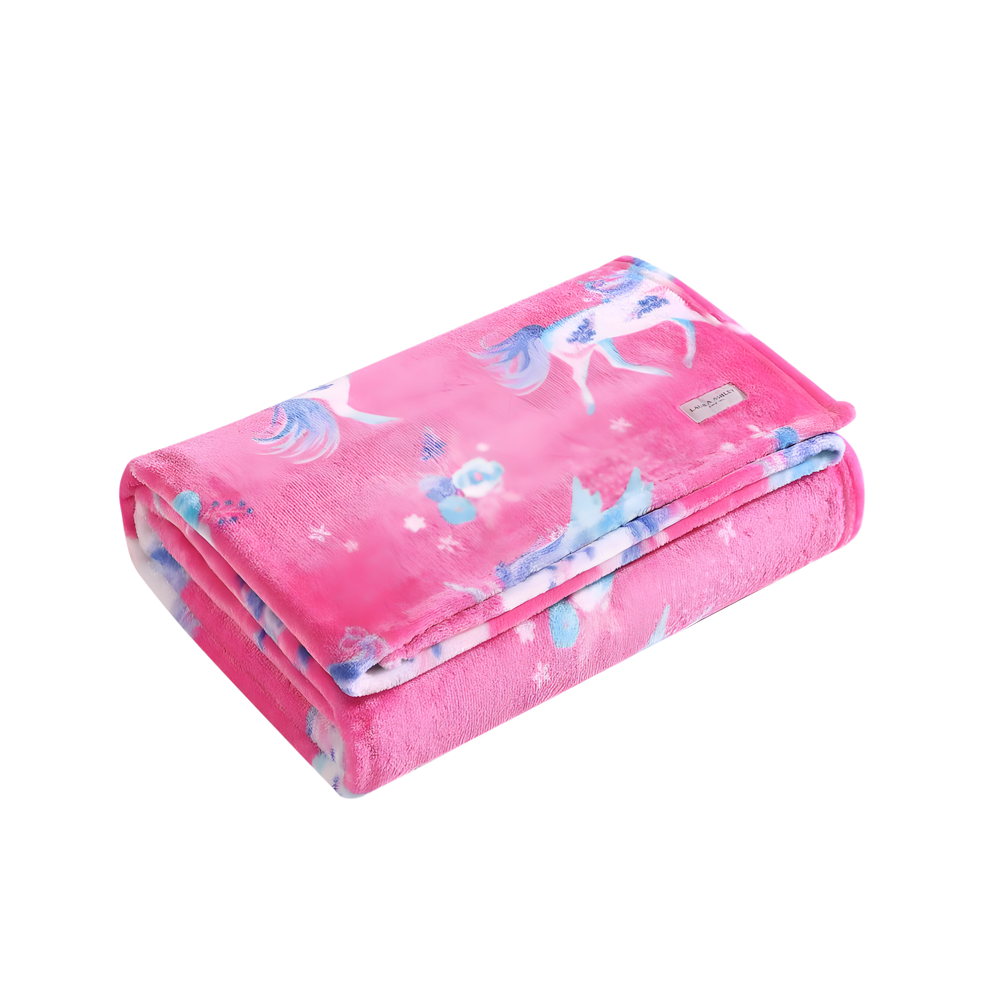 50"x60" LA Kids' Unicorn Utopia Ultra Soft Plush Throw Blanket Pink - Laura Ashley: Cozy Fleece, Hemstitched, OEKO-TEX Certified